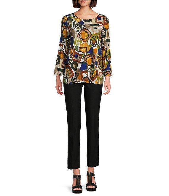 Ali Miles Printed Round Neck 3/4 Sleeve Tunic Product Image