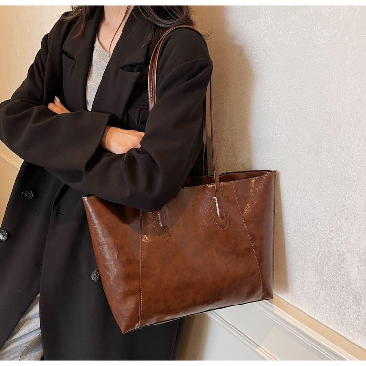 Faux Leather Tote Bag Product Image
