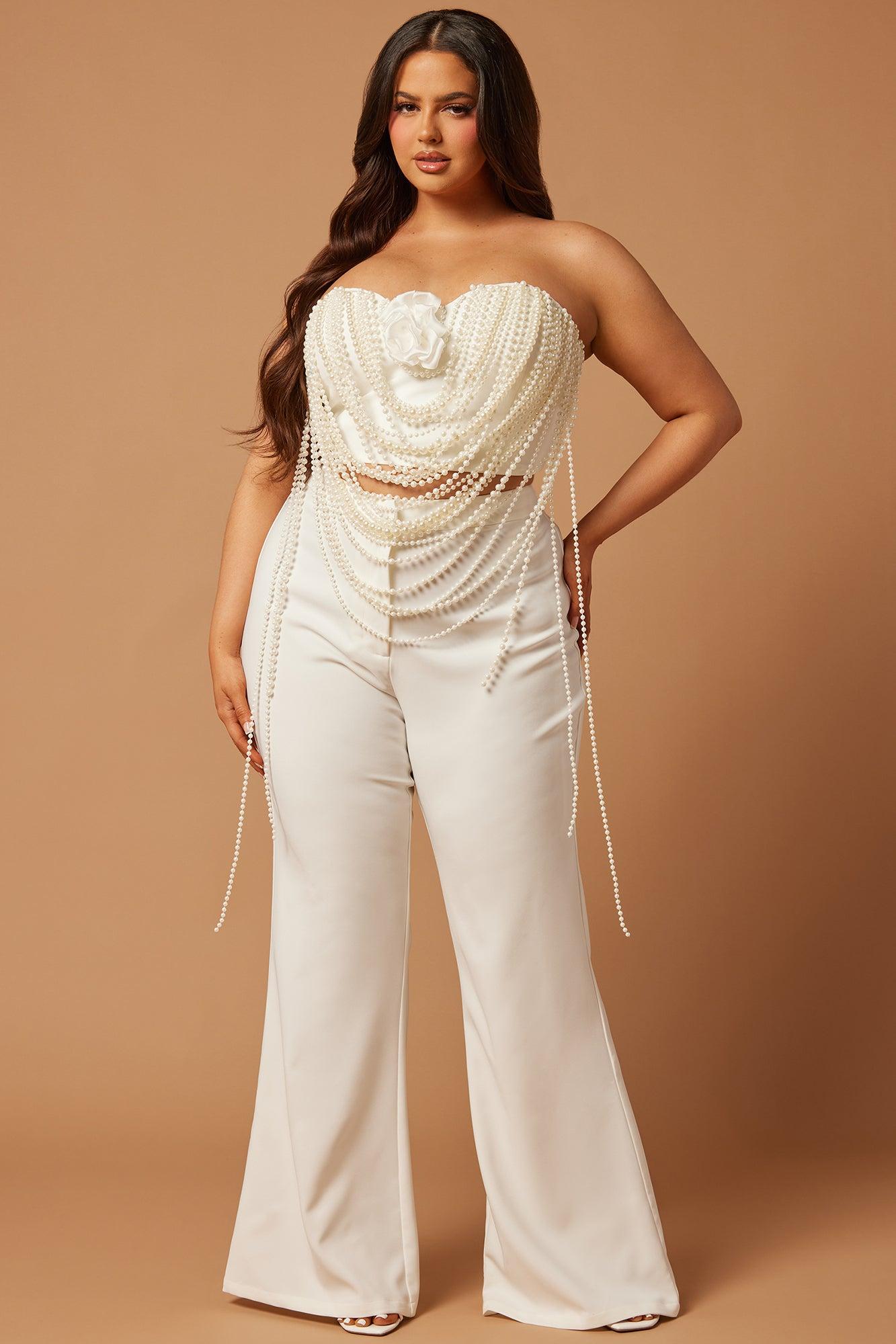 Erin Pearl Pant Set - White Product Image