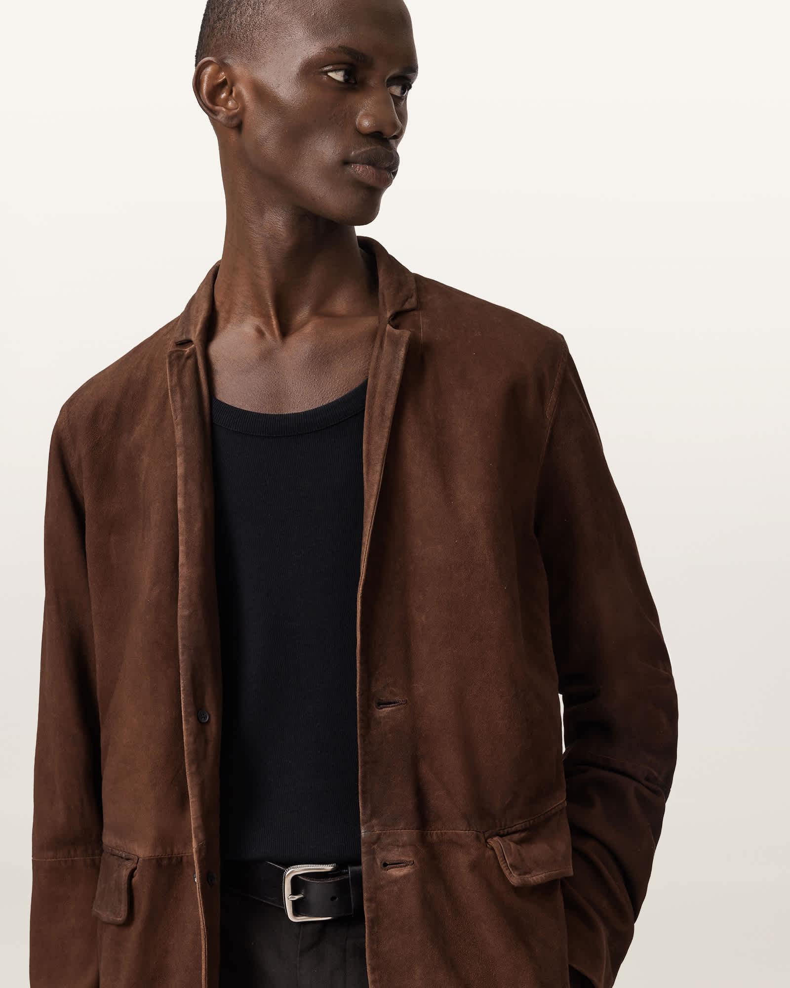 Monet Waxed Suede Blazer CIDER BROWN | ALLSAINTS US Product Image