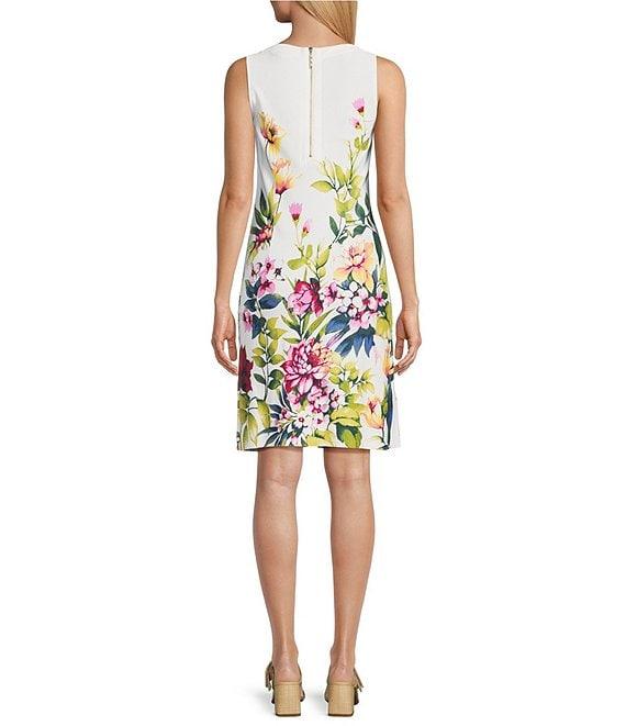 Tommy Bahama Darcy Verde Bloom Printed Drapery Ponte Jersey V-Neck Sleeveless Sheath Dress Product Image