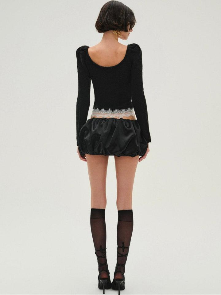 Lena Bubble Mini Skirt — Black Product Image