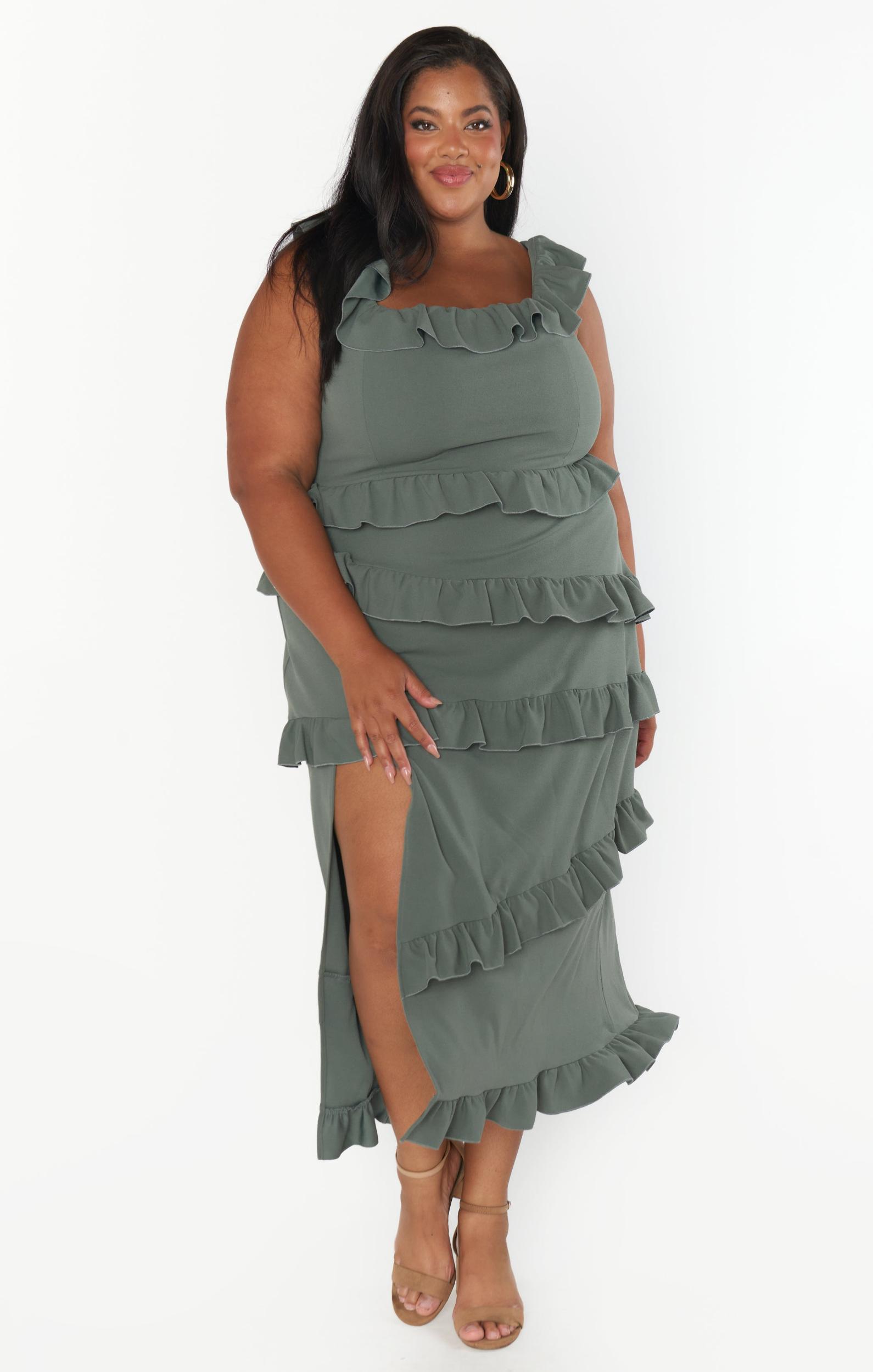 Greta Dress ~ Deep Sage Stretch Product Image