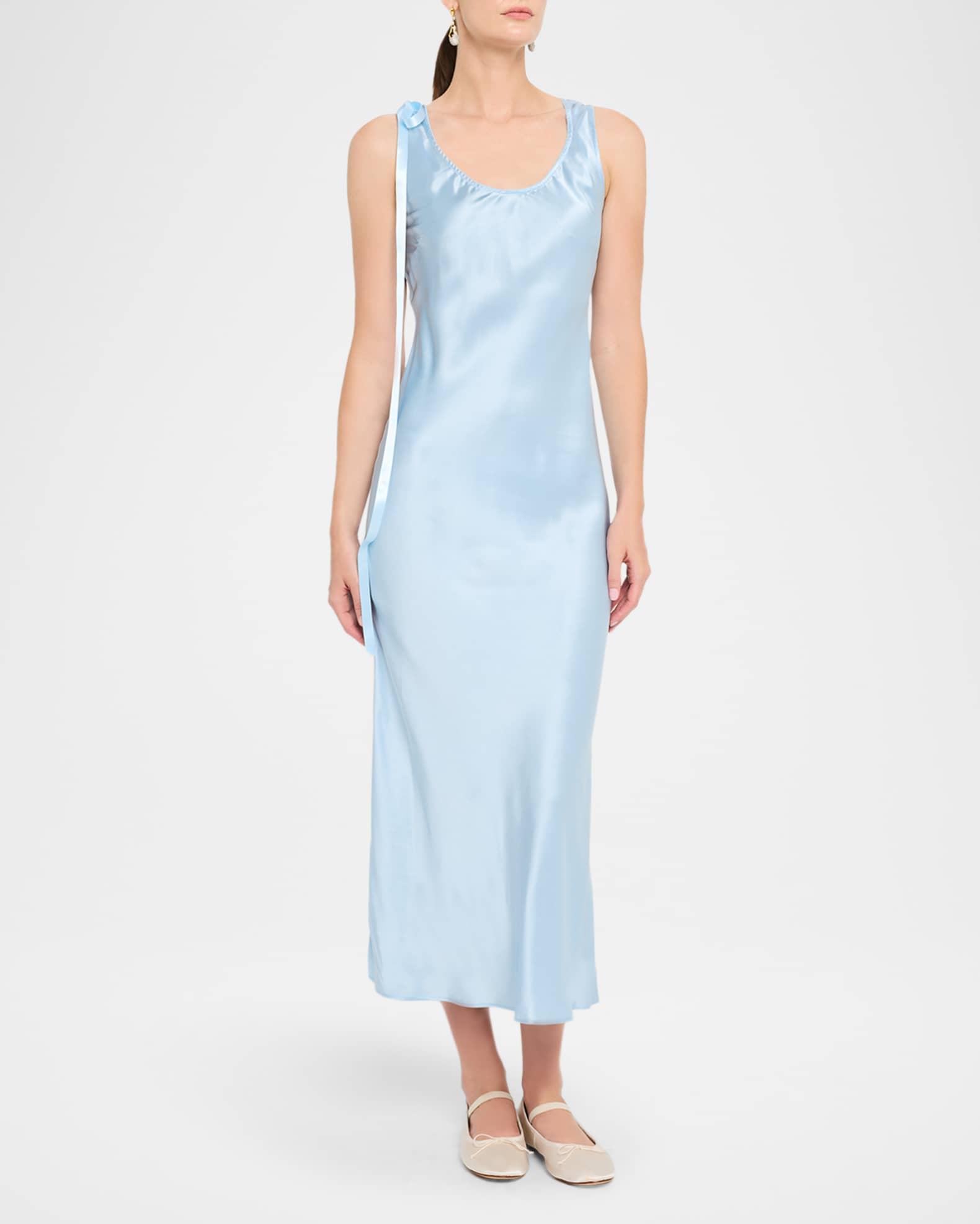 Scoop-Neck Satin Maxi Camisole Dress Product Image