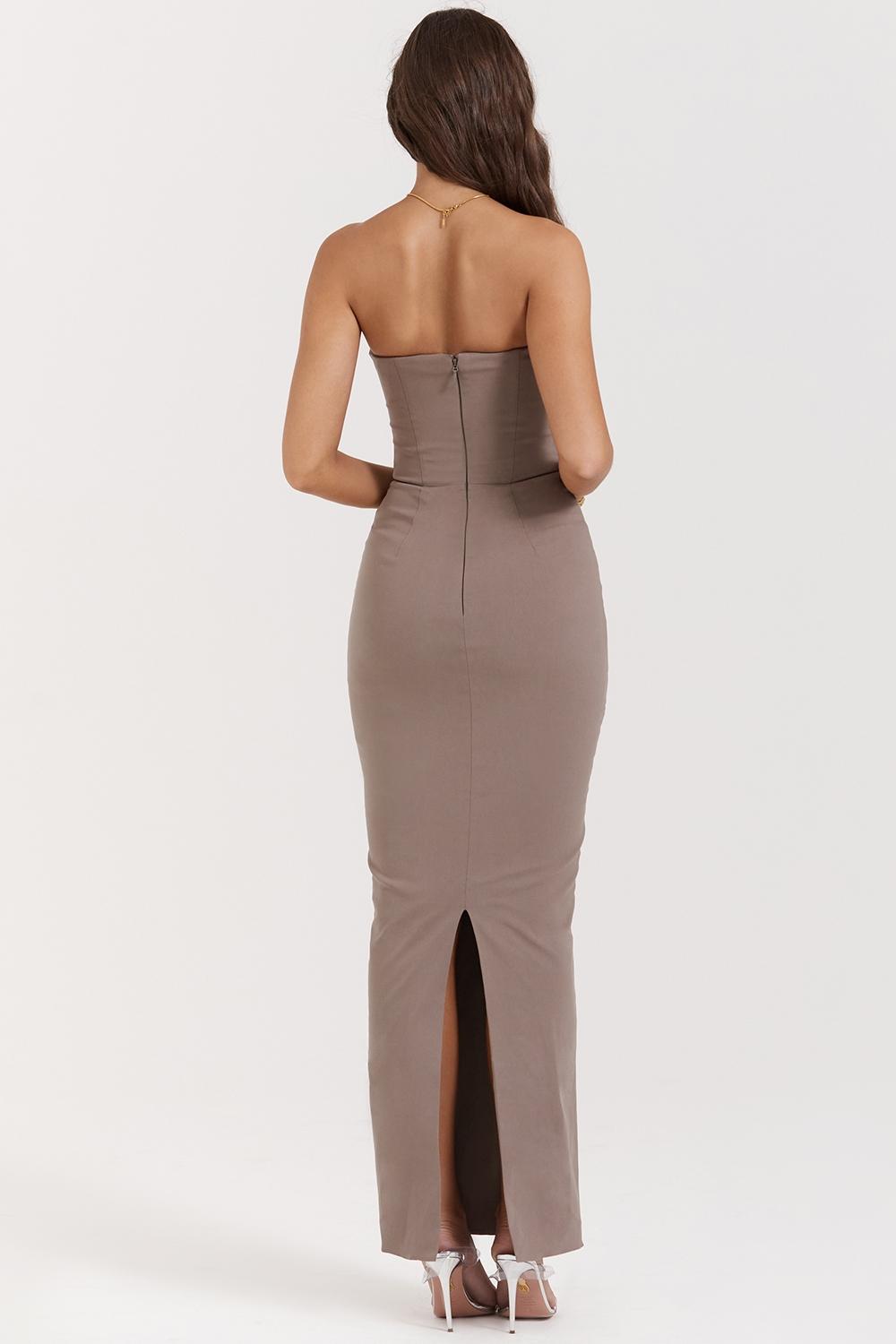 Lucia  taupe strapless corset maxi dress Product Image