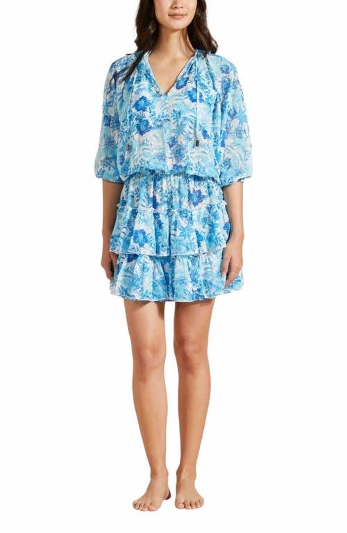Vilebrequin Women's Tahiti Flowers Ruffles Mini Dress in Blanc at Nordstrom, Size X-Large Product Image