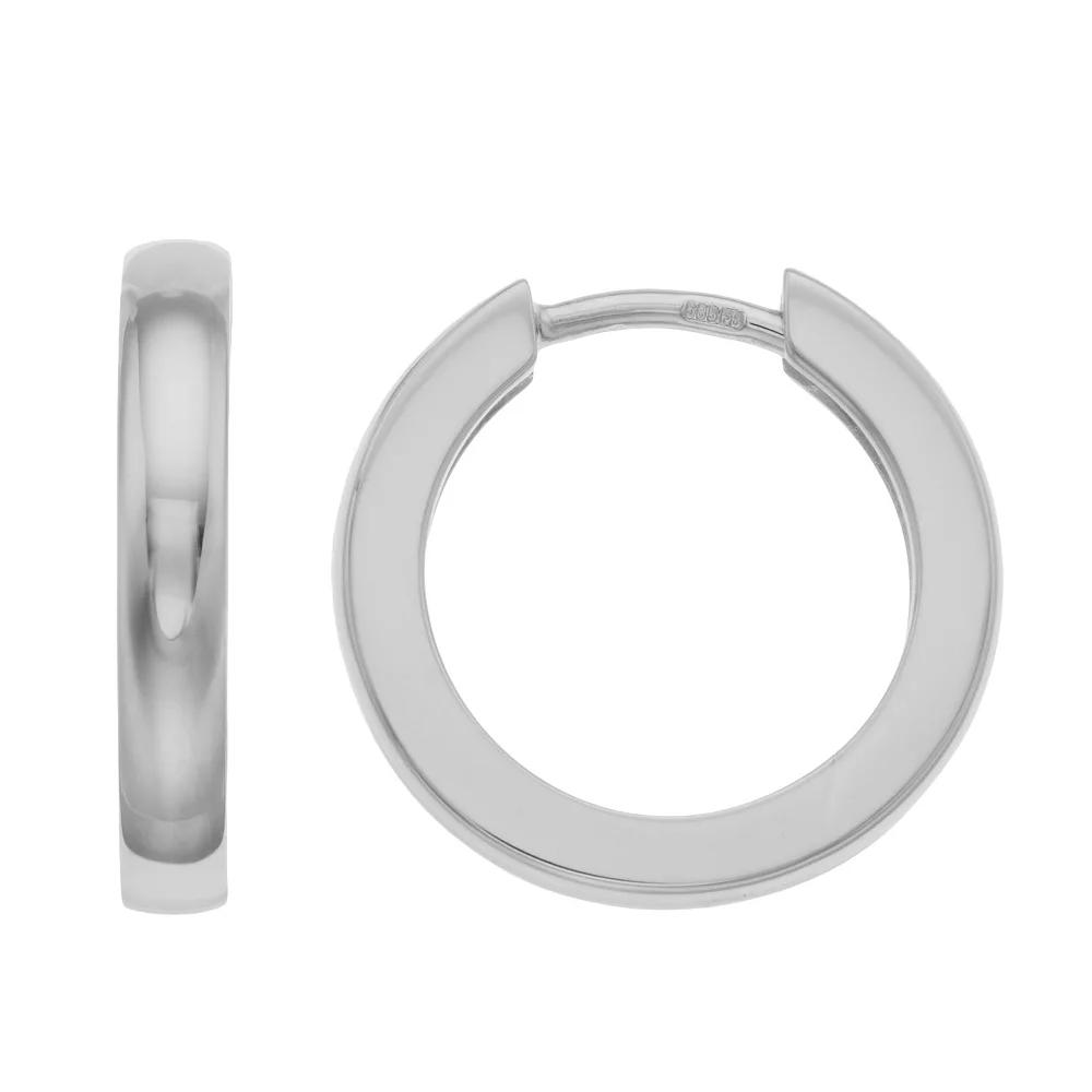 14k Gold 15.5 mm Polished Huggie Hoop Earrings, Women's, 14k Whgold Product Image