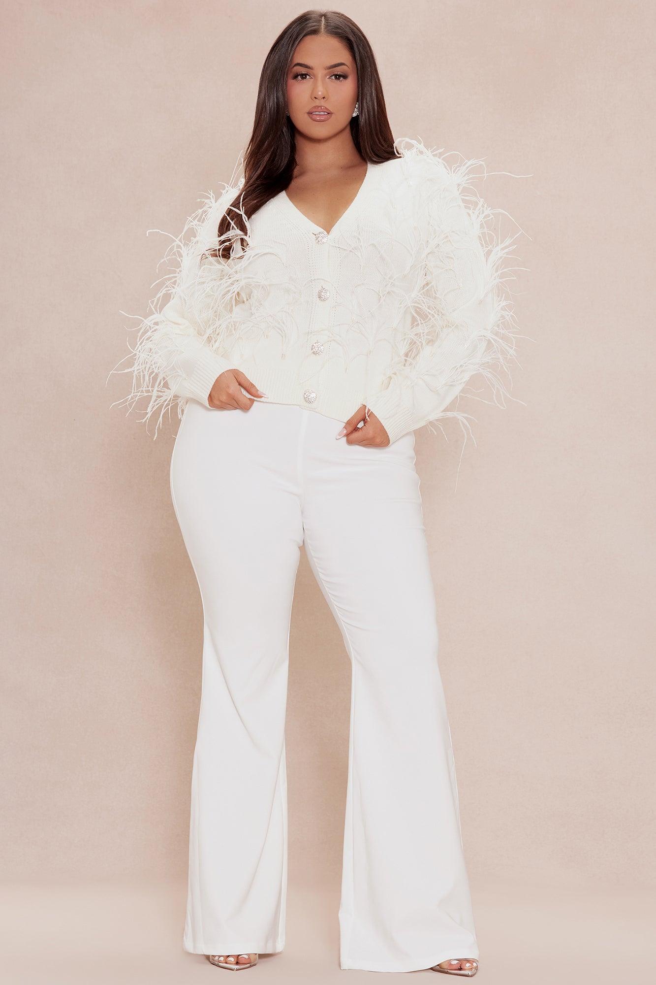 Santana Feather Cardigan - Cream Product Image