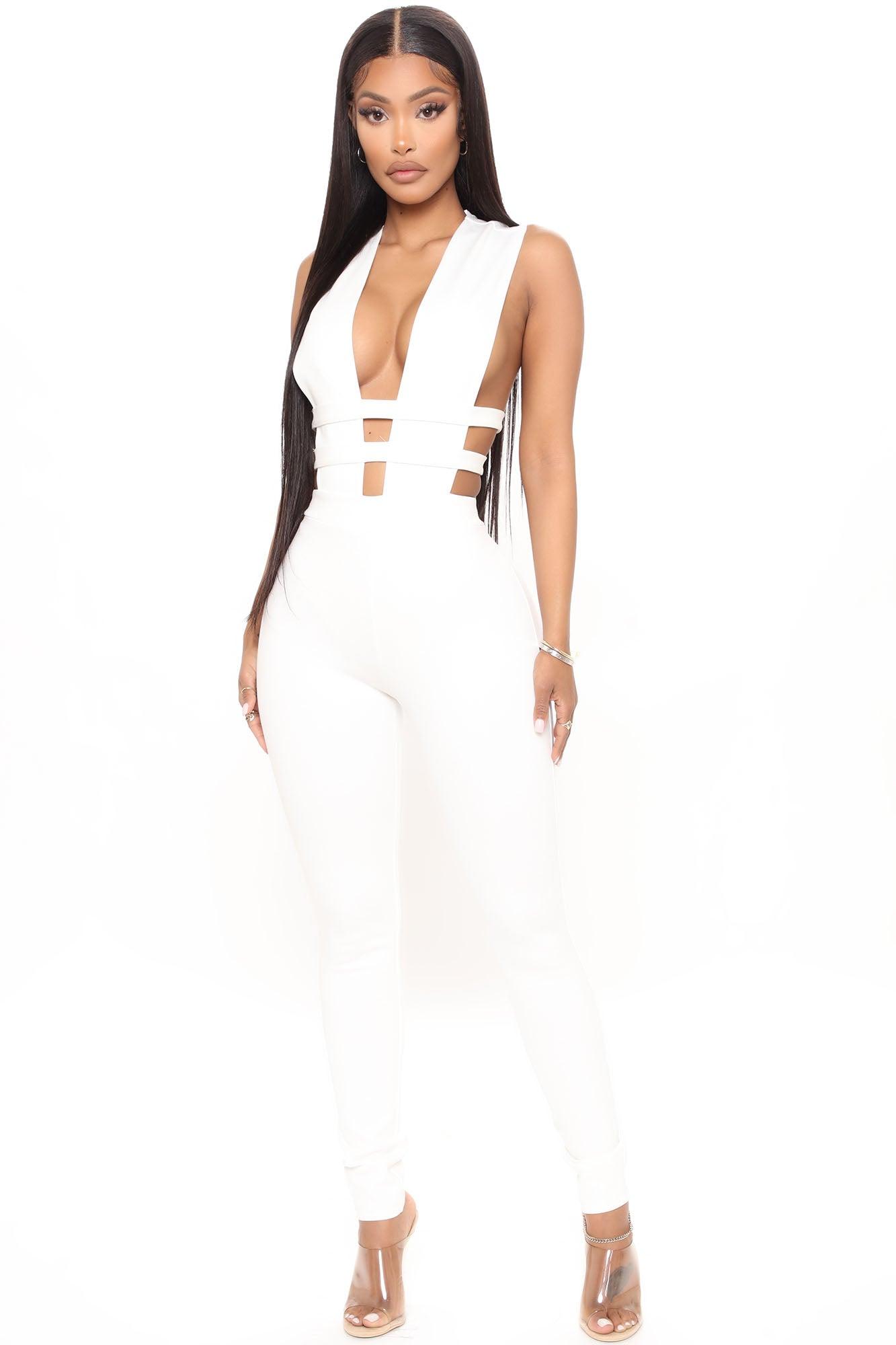 Don't Call Me Up Jumpsuit - White Product Image