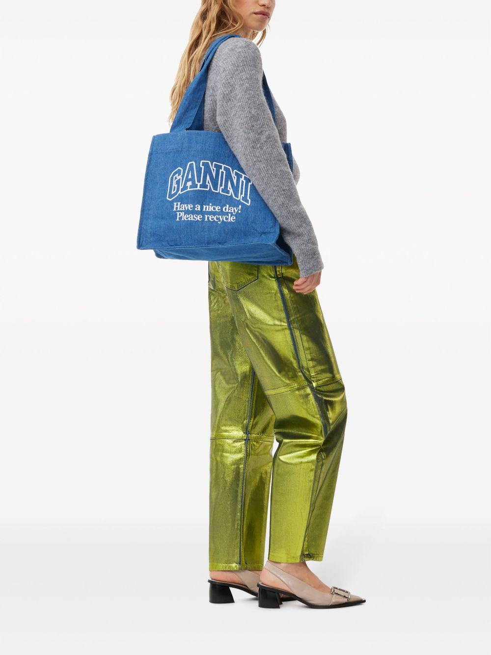 logo-print denim shoulder bag Product Image