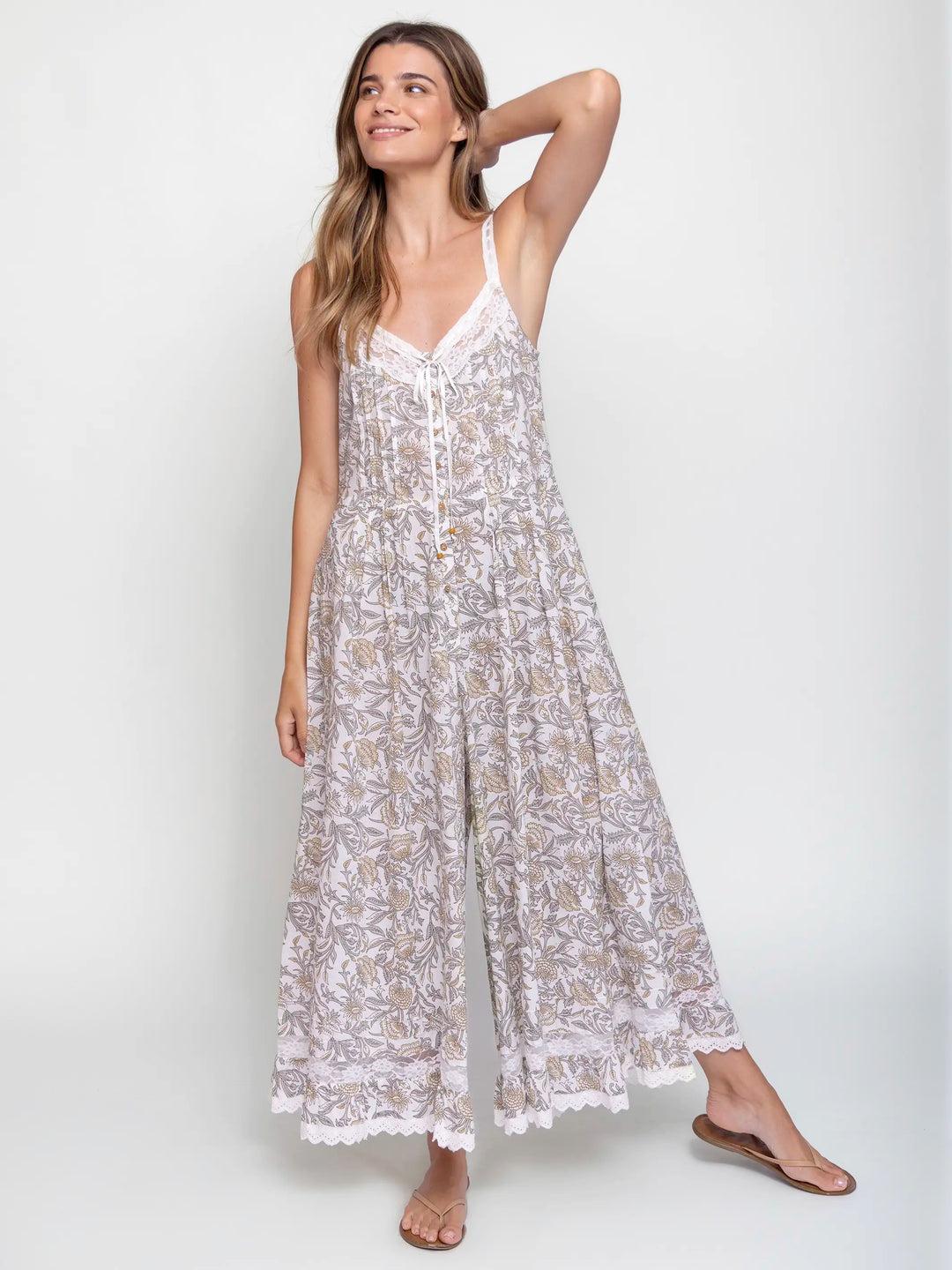 Cotton & Lace Jumpsuit - Vintage Vines Product Image