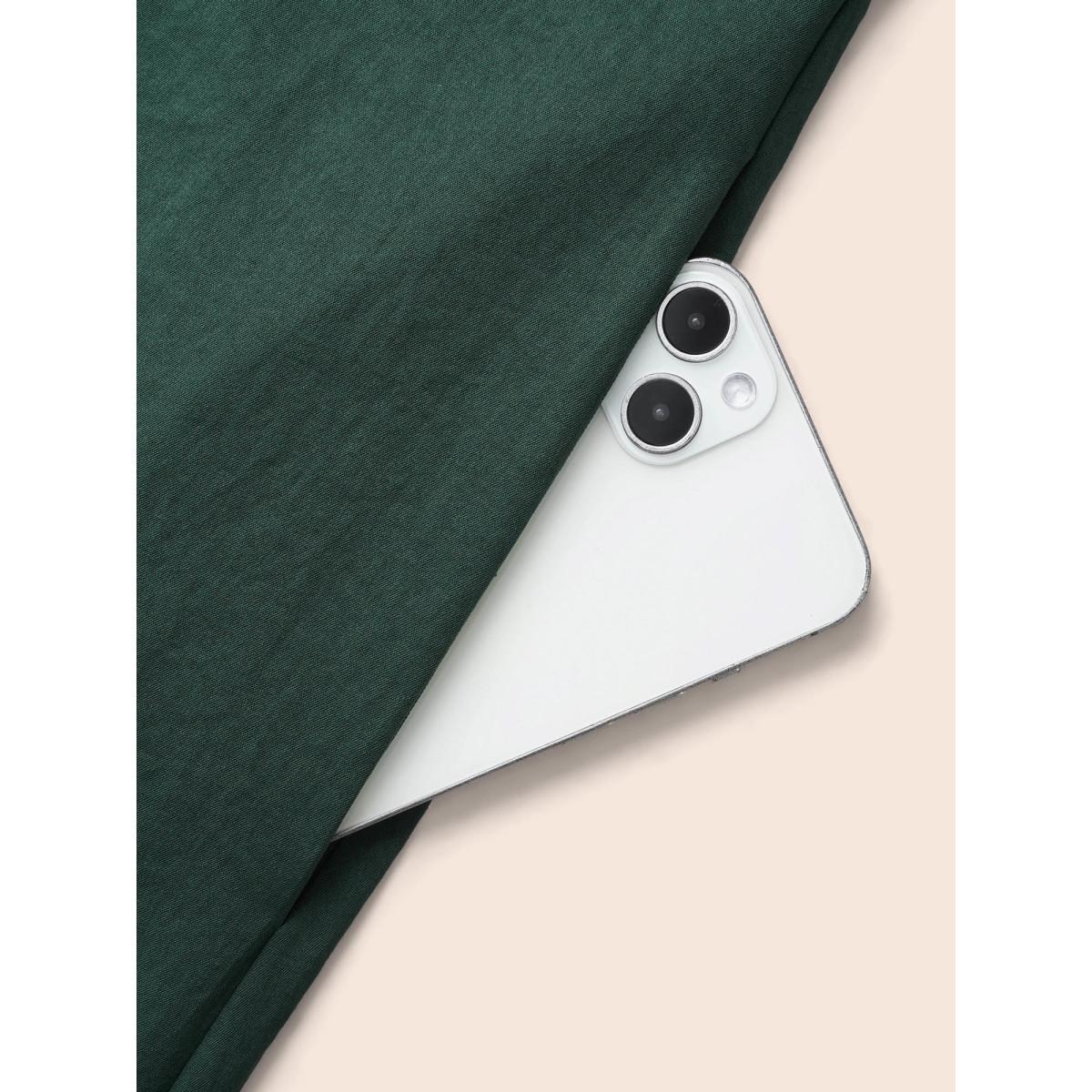 Plus Size Solid Cut Out Ruffle Trim Arc Hem Dress DarkGreen Women Casual Cut-Out Shirt collar Long Sleeve Curvy BloomChic 12/L Product Image