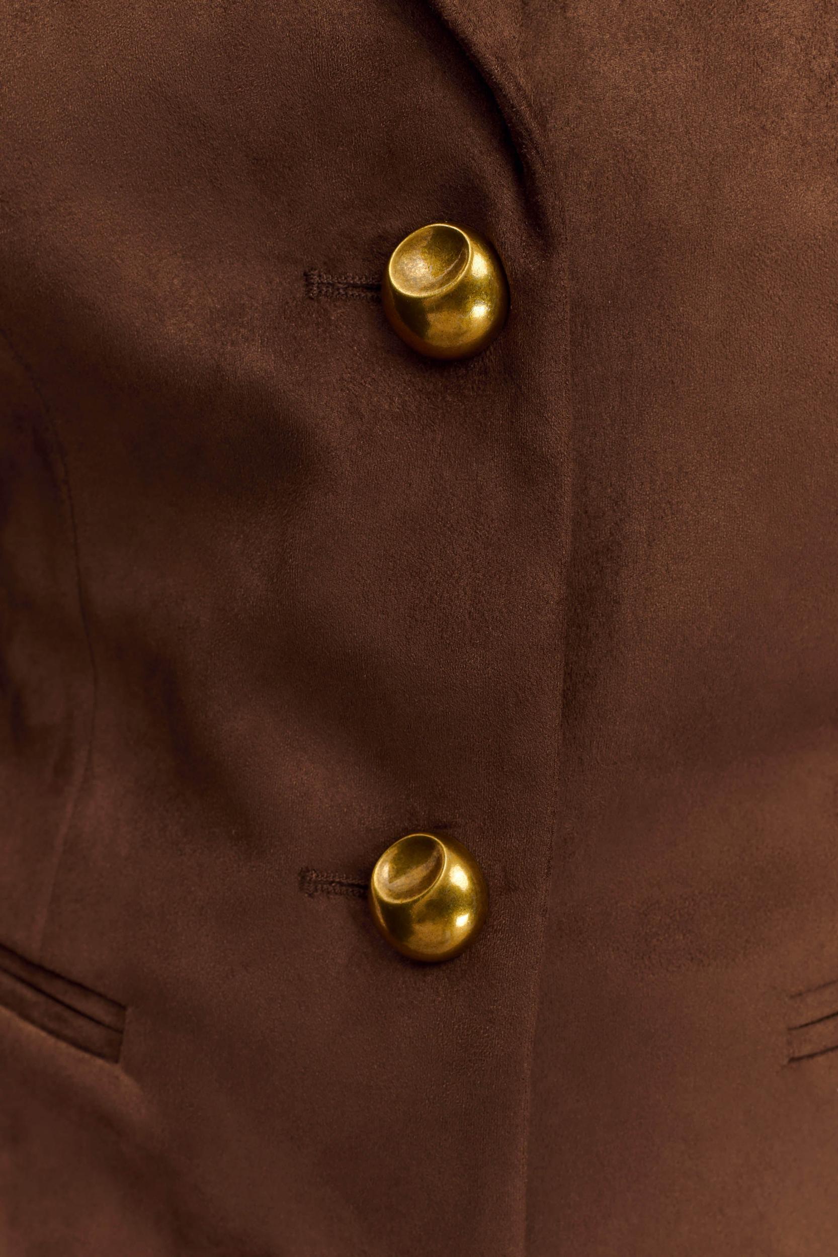 Sally Faux Suede Cinched Blazer - Milk Chocolate Product Image