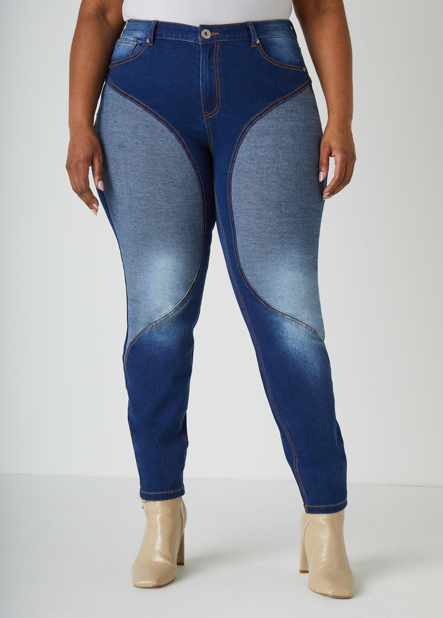 Mid Rise Colorblock Skinny Jeans Product Image