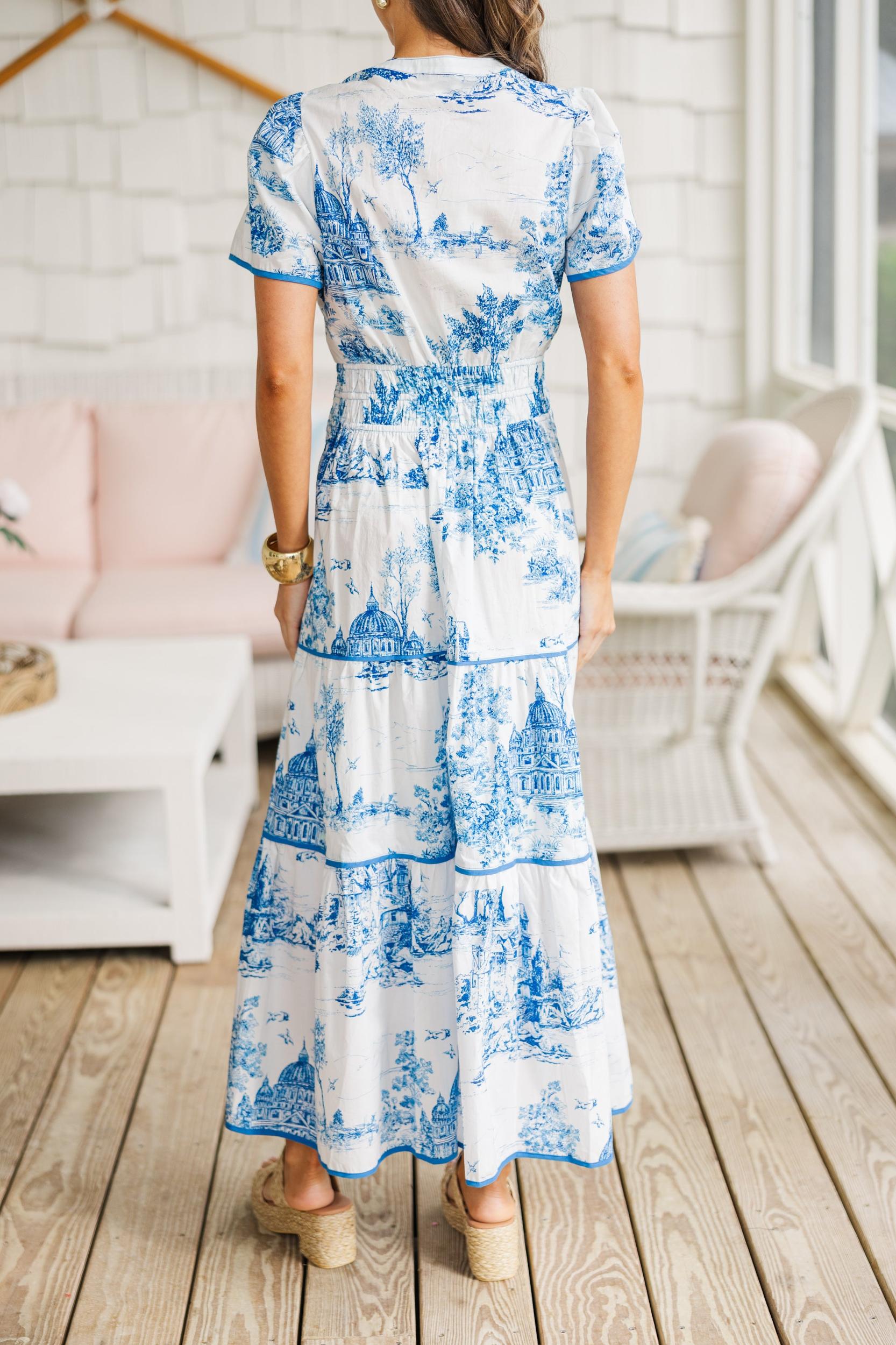 Share Your Happiness Blue Toile Maxi Dress Female Product Image