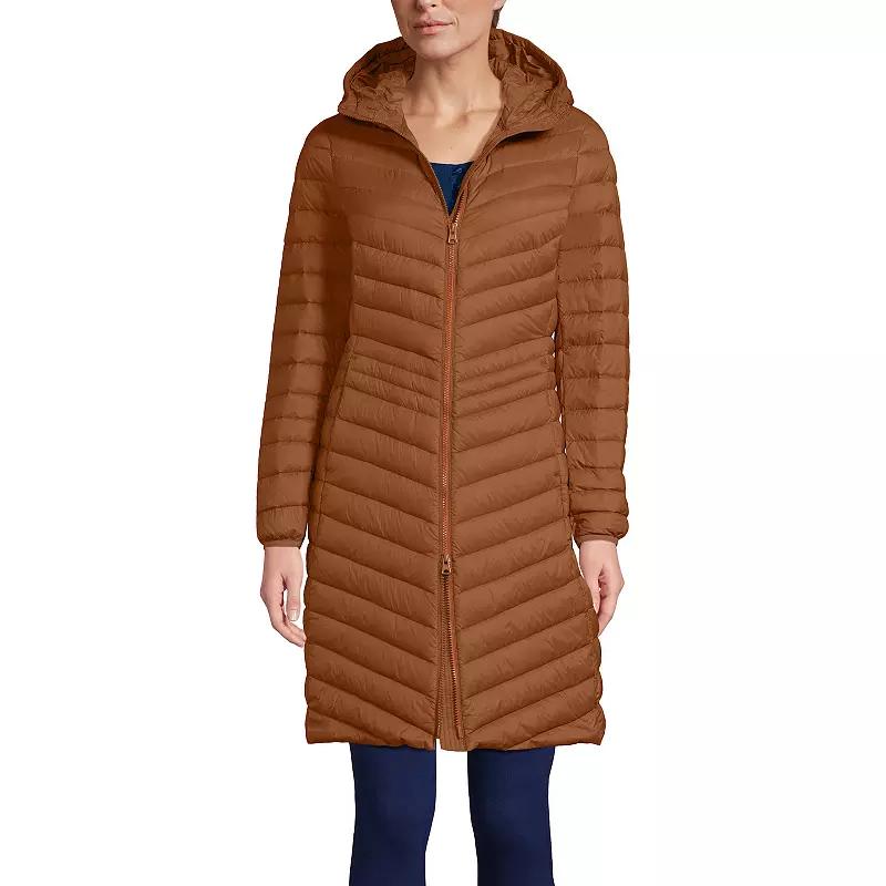 Petite Lands' End Hood Wanderweight Ultralight Down Long Packable Coat, Women's,  Product Image