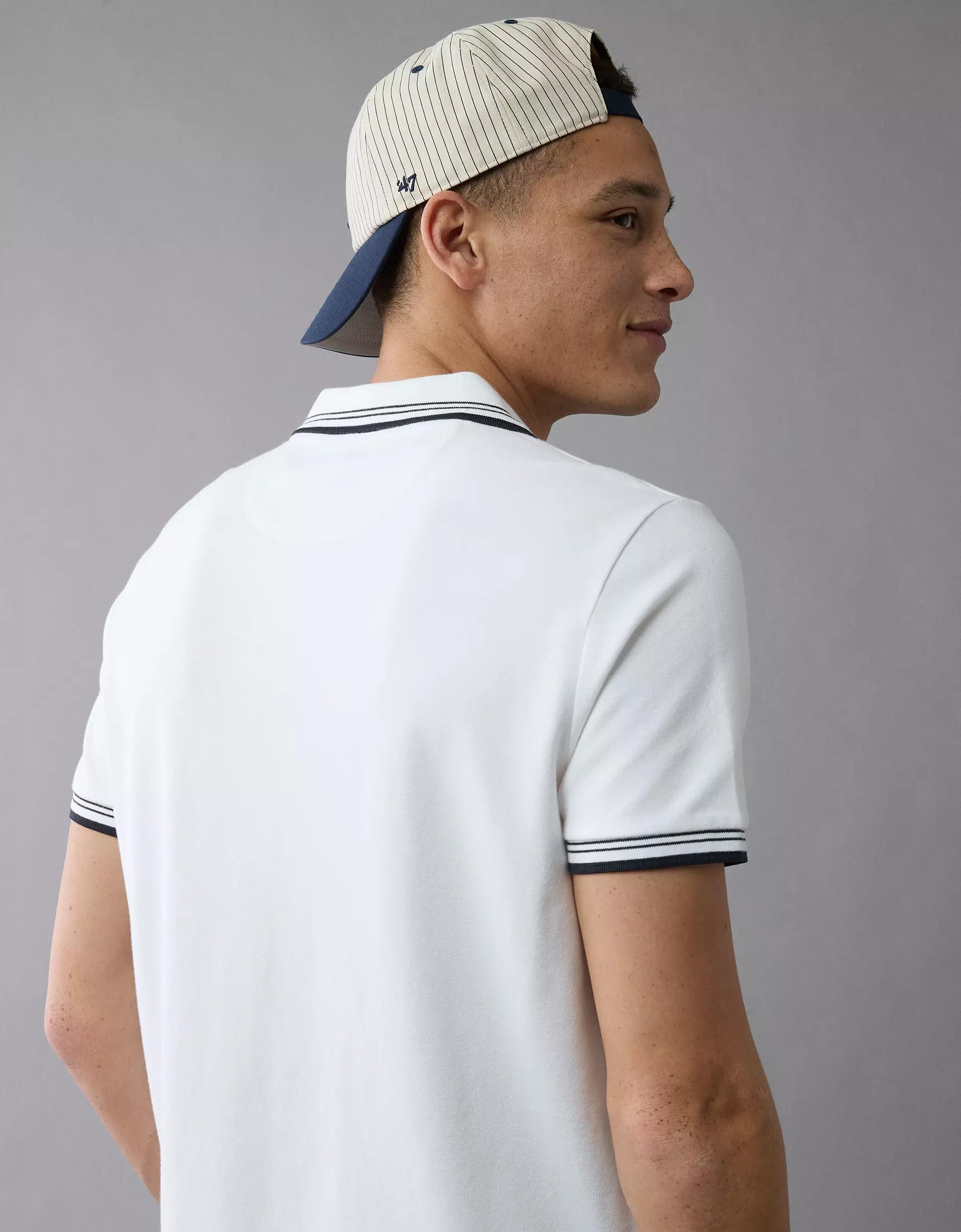 AE Lived-In Stretch Pique Slim Fit Tipped Polo Shirt Product Image