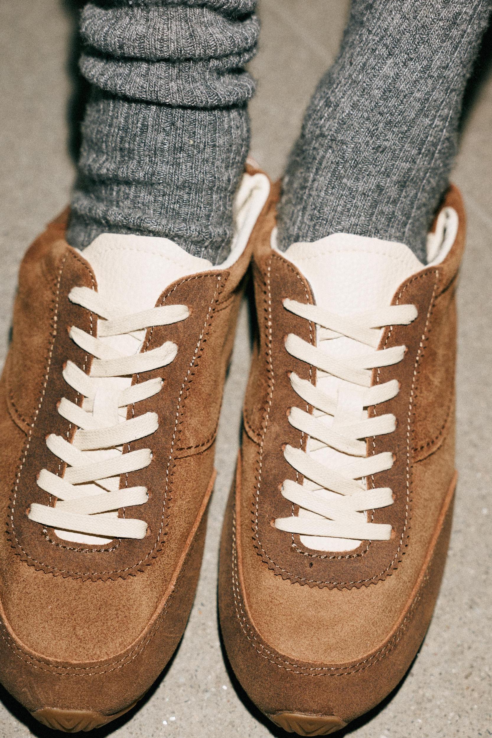 CONTRAST LEATHER SNEAKERS Product Image