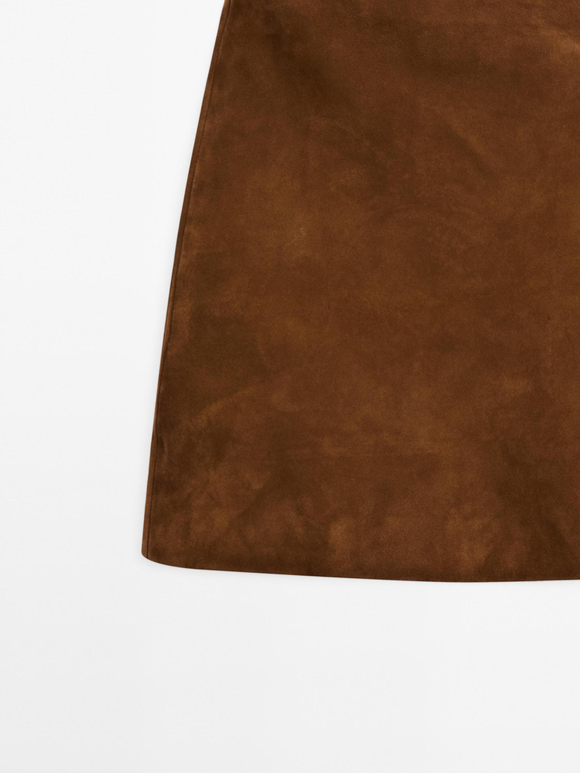 Suede nappa leather mini skirt with topstitching Product Image
