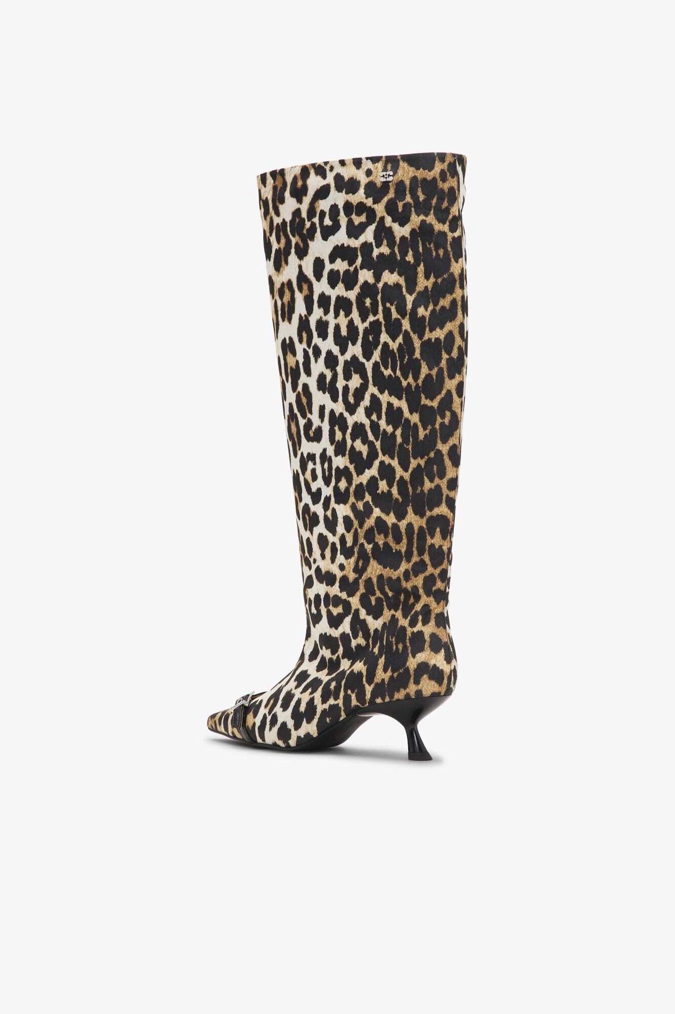 Leopard Eyelets Slouchy High Shaft Boots Product Image