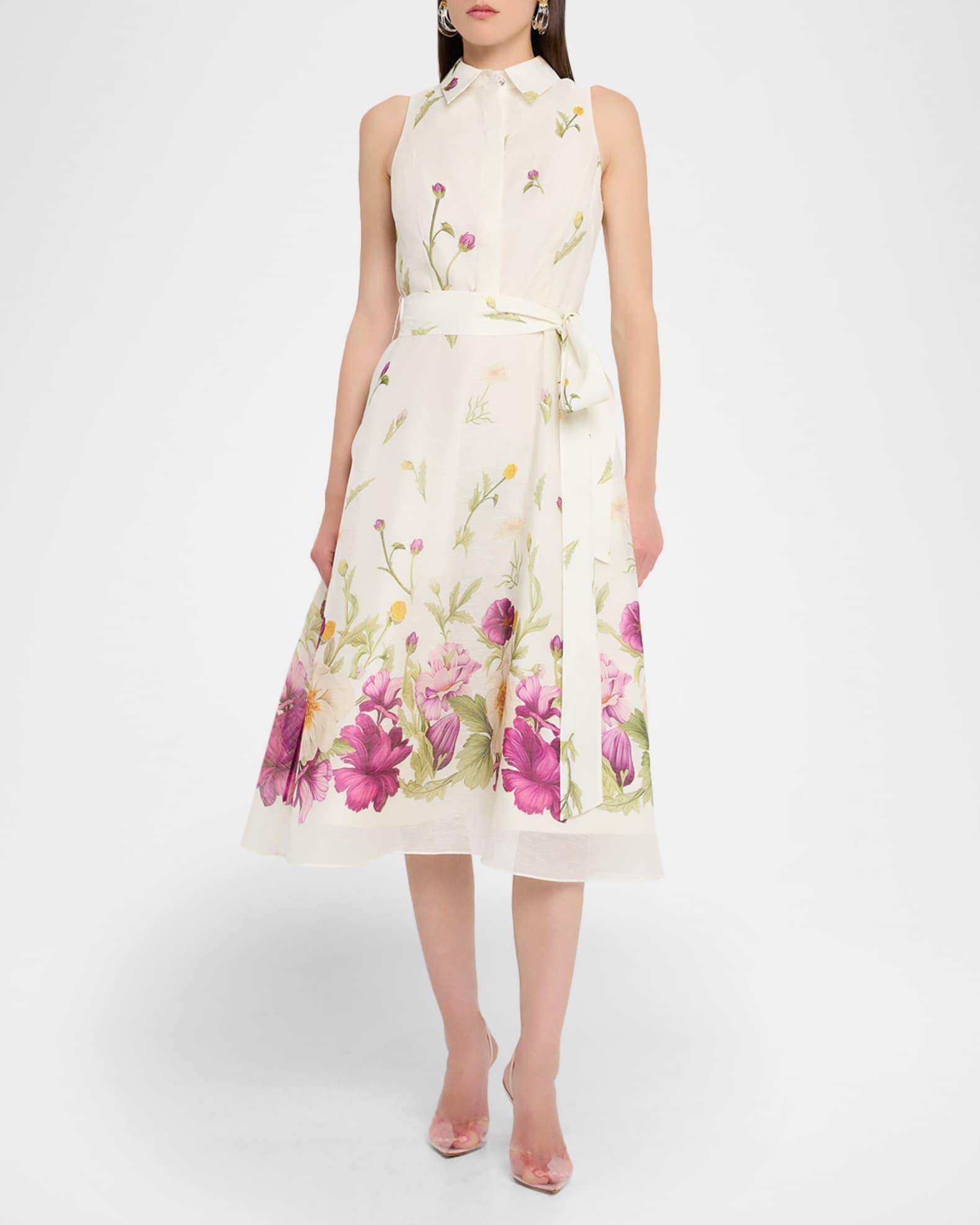 Sleeveless Floral-Print Midi Shirtdress Product Image