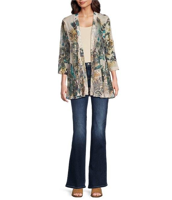 Ali Miles Printed Open Front 3/4 Sleeve Kimono Product Image