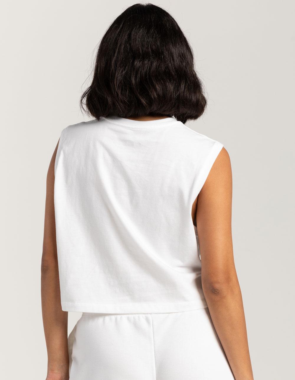 NIKE Sportswear Club Womens Crop Muscle Tee - WHITE Product Image