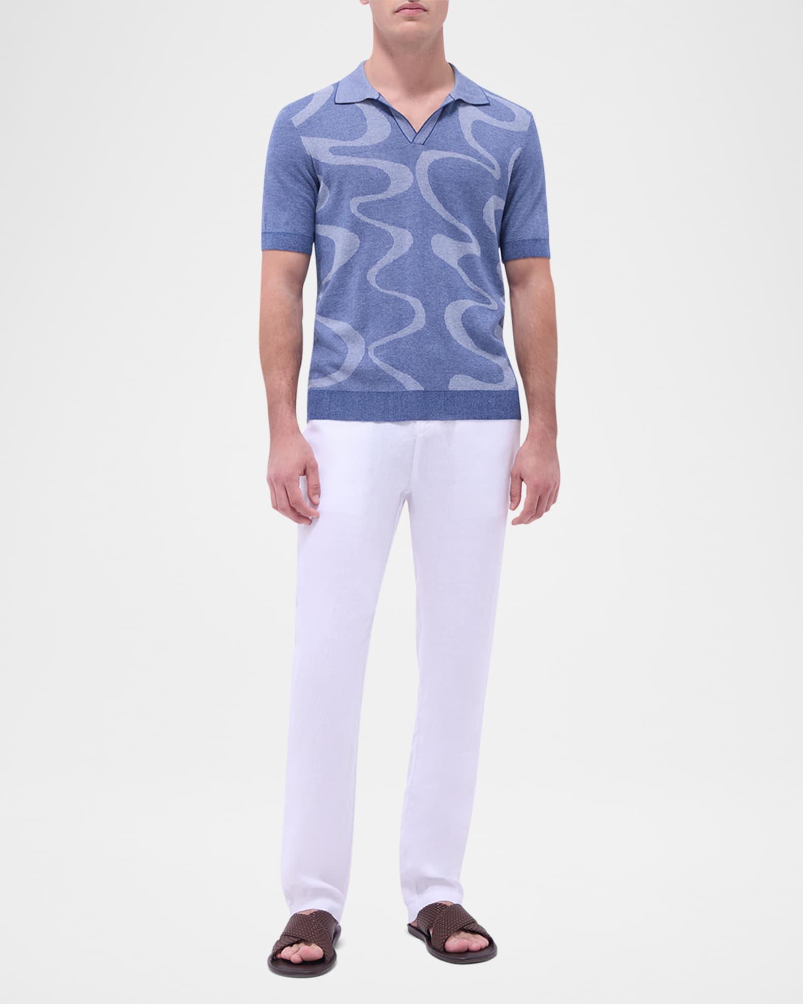 Men's Short-Sleeve Polo Sweater with Johnny Collar Product Image