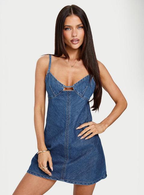 Arwen Denim Mini Dress Blue Product Image