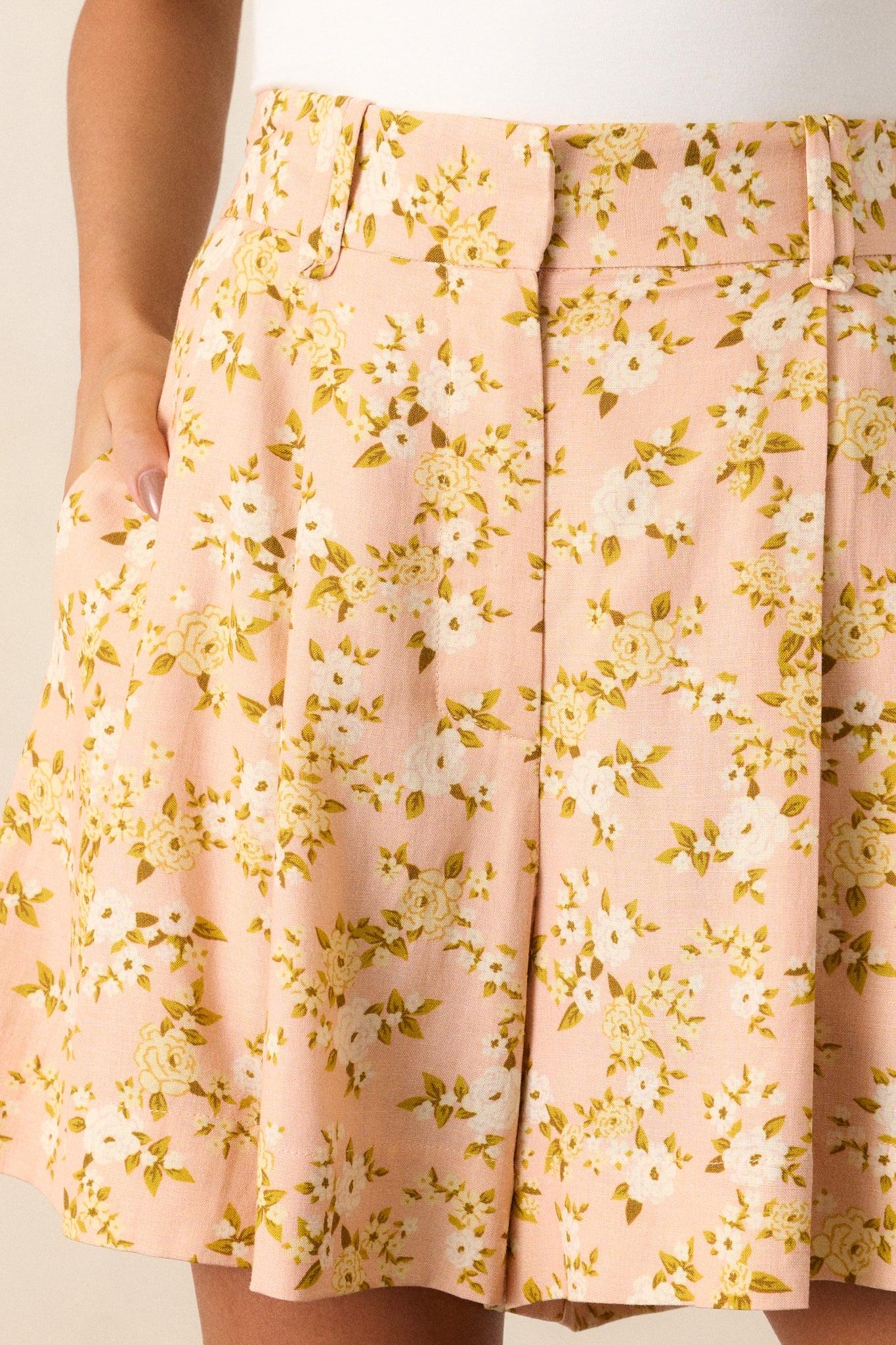 Sweet As Berries Pink Floral Tailored Shorts Product Image