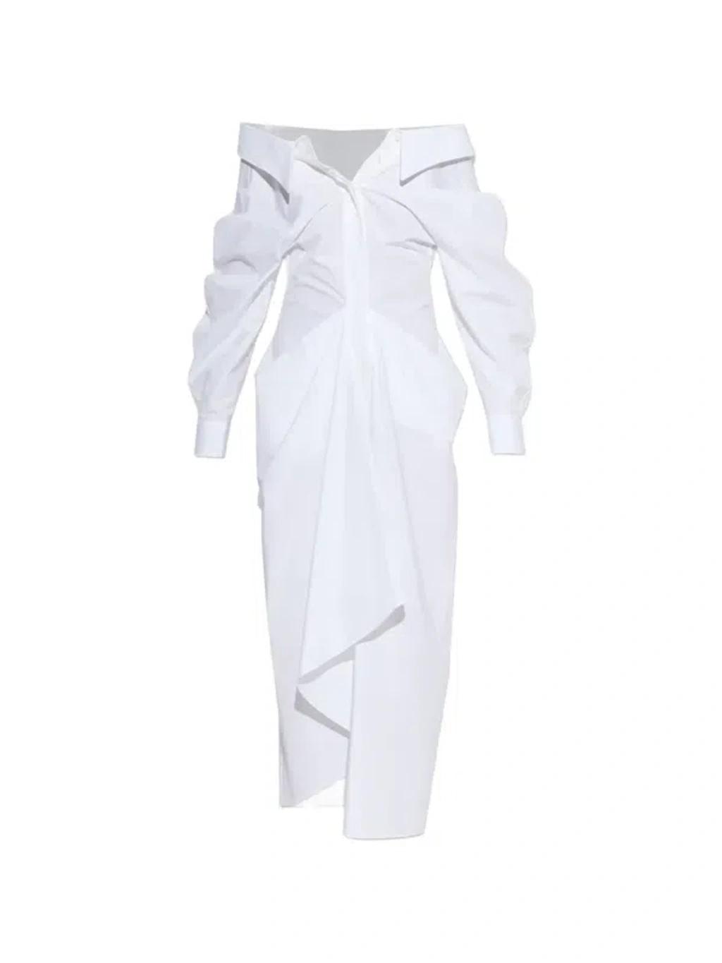 GIVENCHY Off-the-shoulder Cotton Poplin Midi Dress In White Product Image
