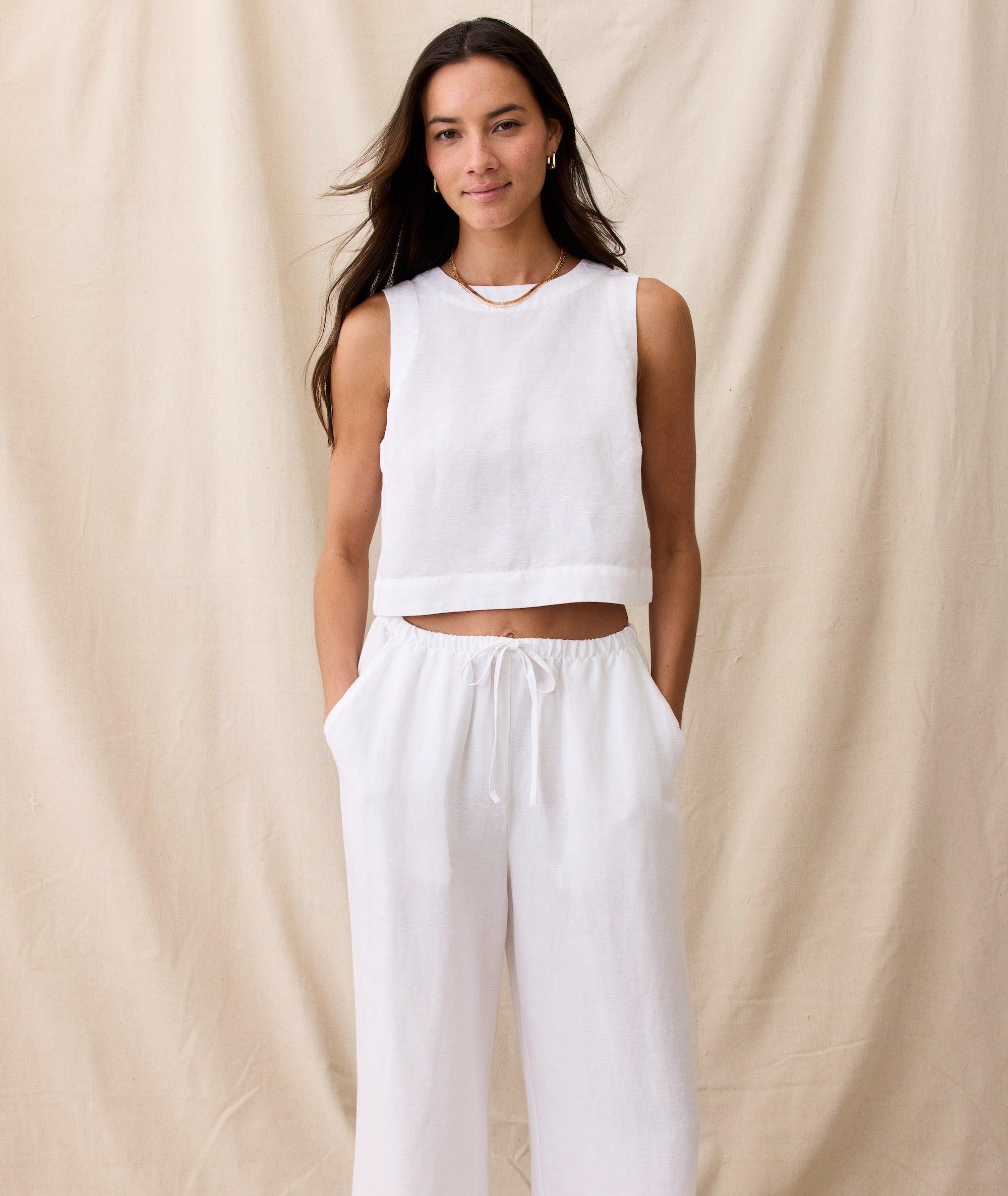 Linen Drawstring Wide Leg Pant Product Image