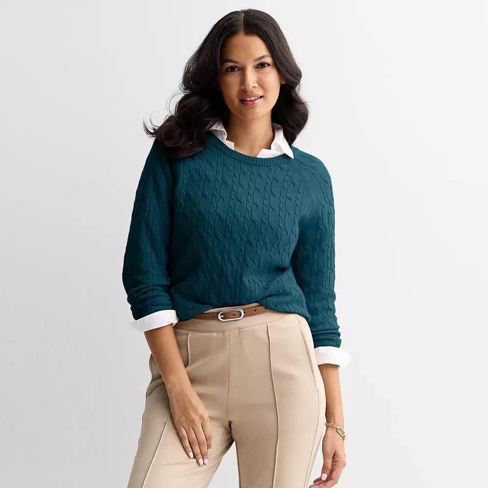 Women's Croft & Barrow® The Extra Soft Cable Crew Neck Sweater,  Product Image