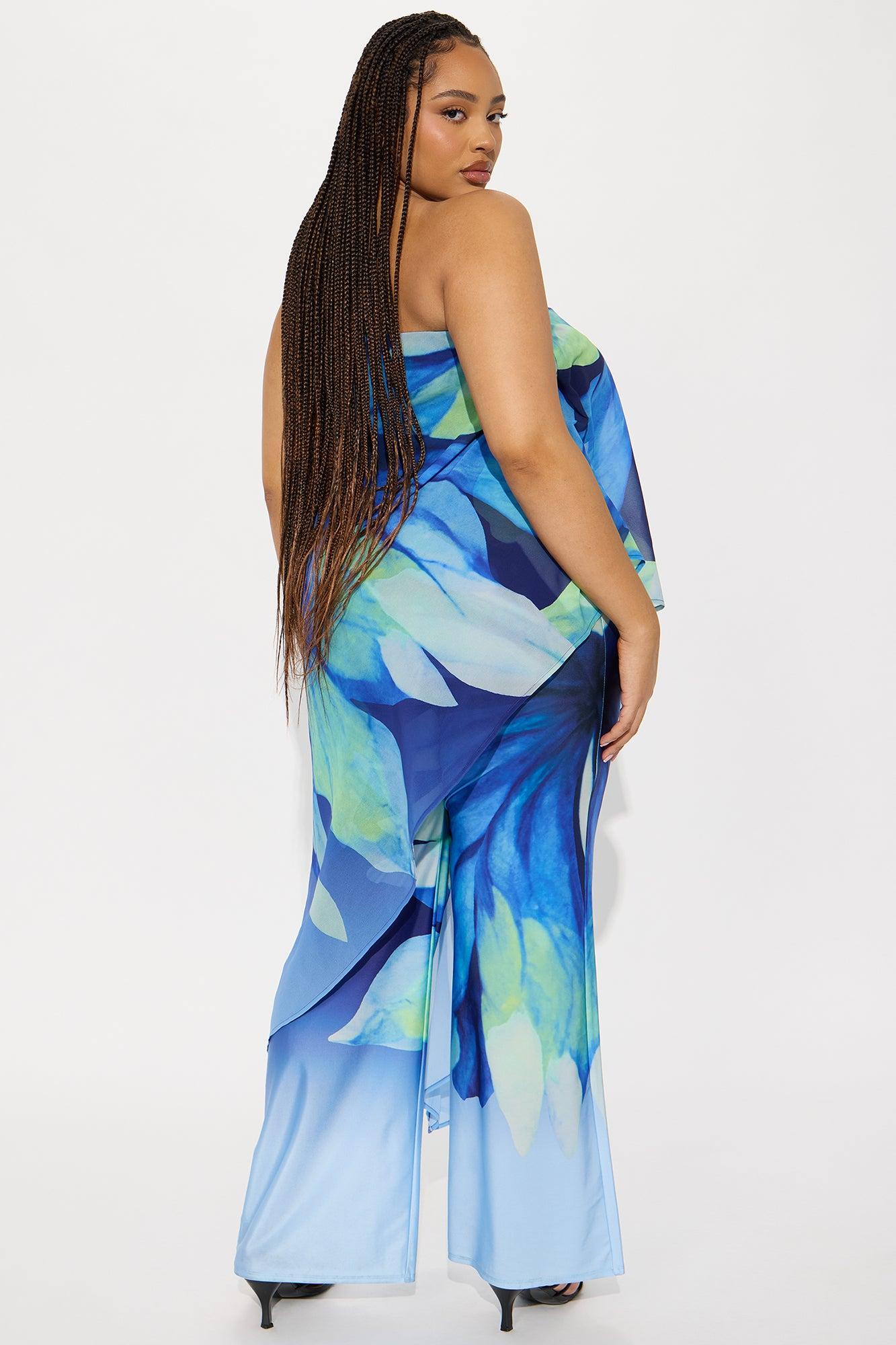 Danielle Flowy Floral Jumpsuit - Blue Female Product Image