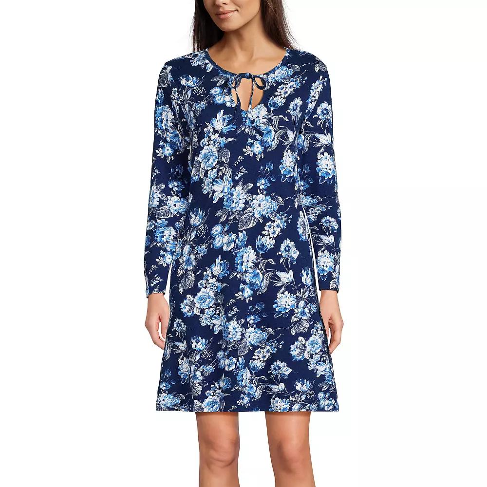 Women's Lands' End Cotton Interlock Long Sleeve Nightgown,  Product Image