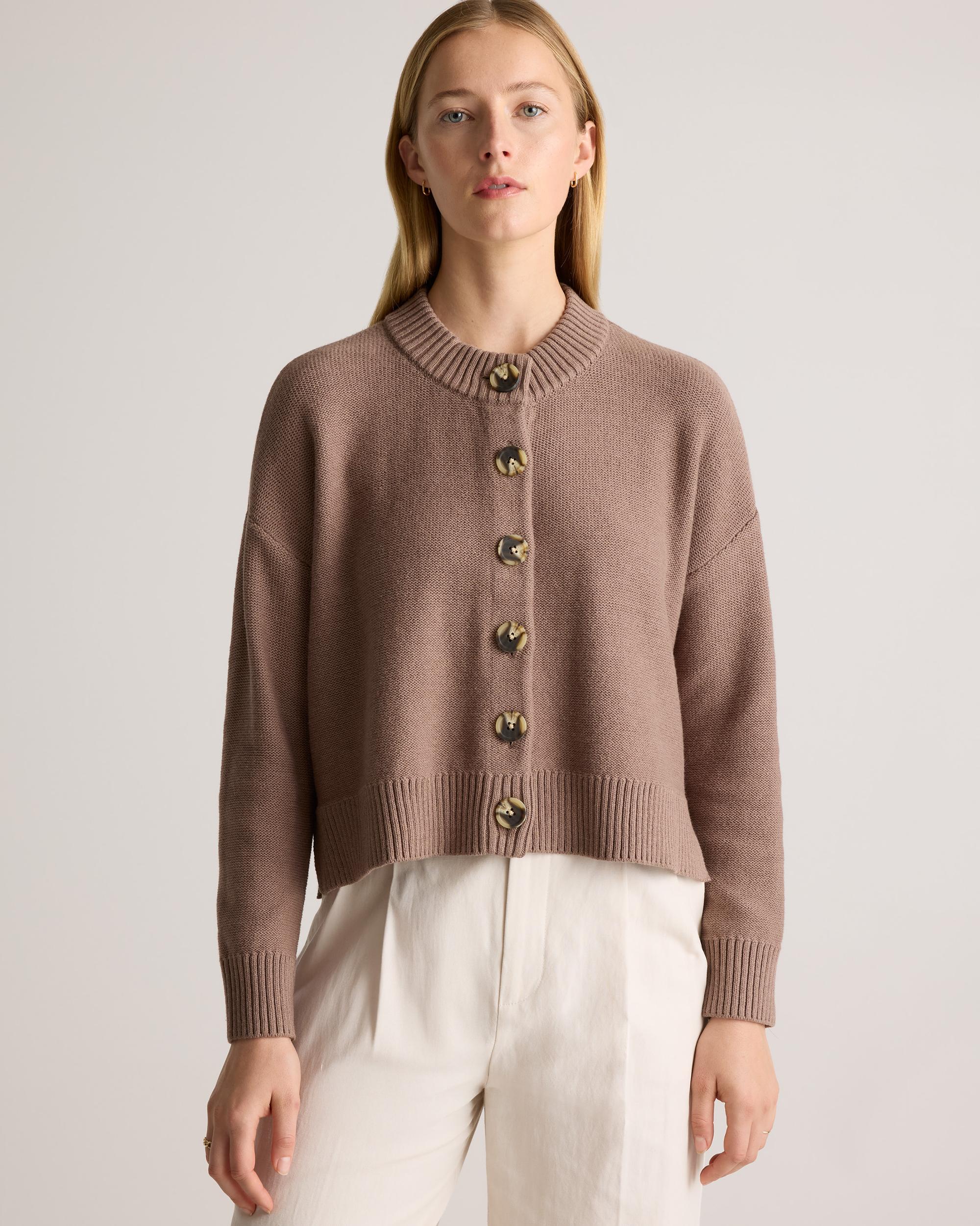 Quince | Women's Cropped Cardigan Sweater Size XL, Organic Cotton Product Image