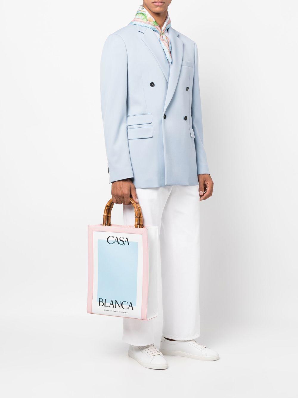 logo-print bamboo-handle tote bag Product Image