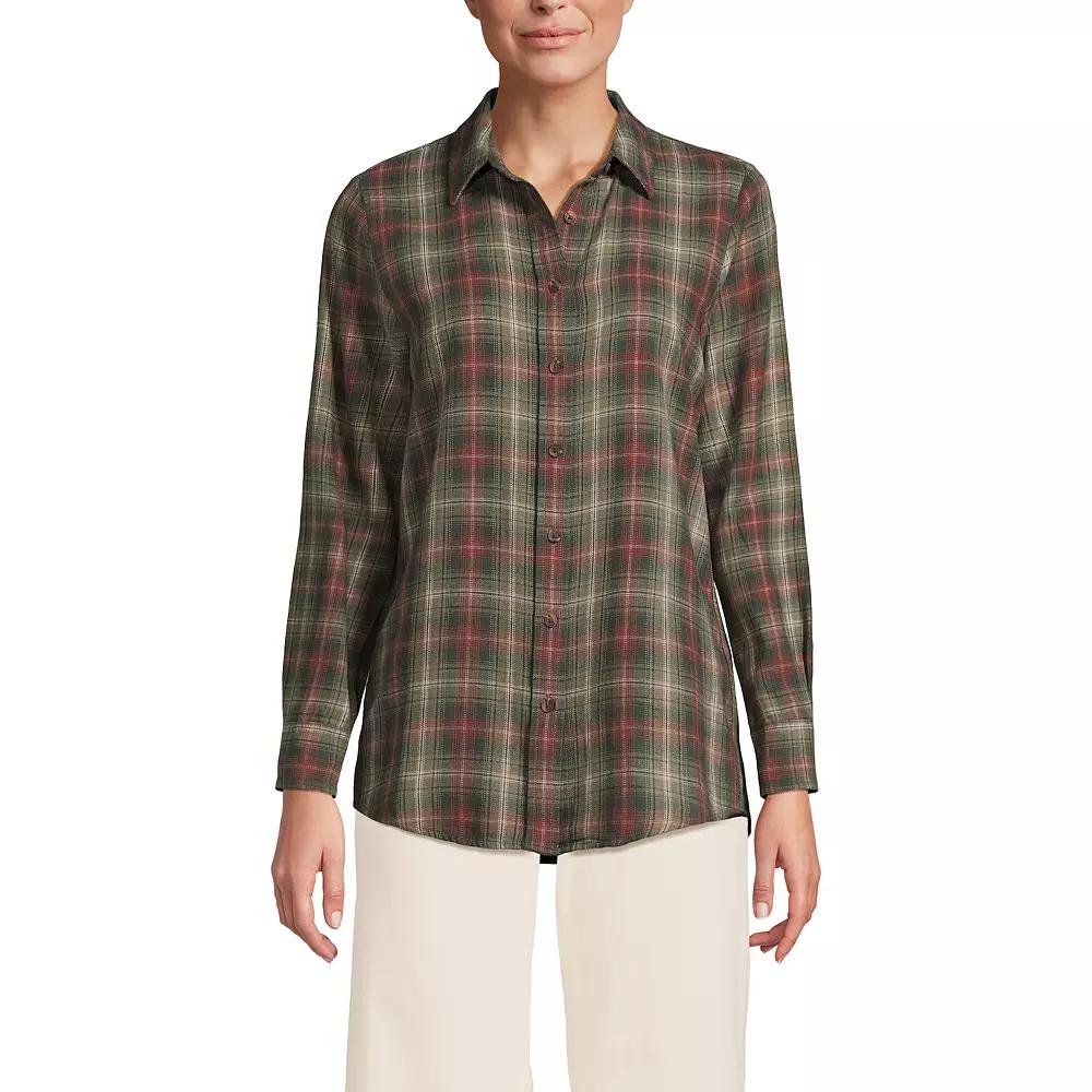 Women's Lands' End Flannel Boyfriend Shirt,  Product Image