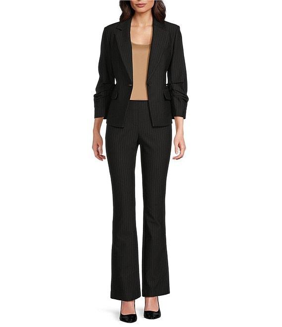 DKNY by Donna Karan Pinstripe Ponte Flat Front Pull-On Pants Product Image