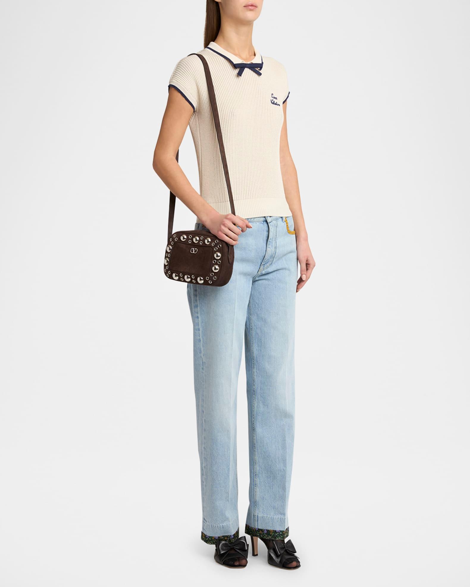 Nellcote Studded Suede Camera Crossbody Bag Product Image