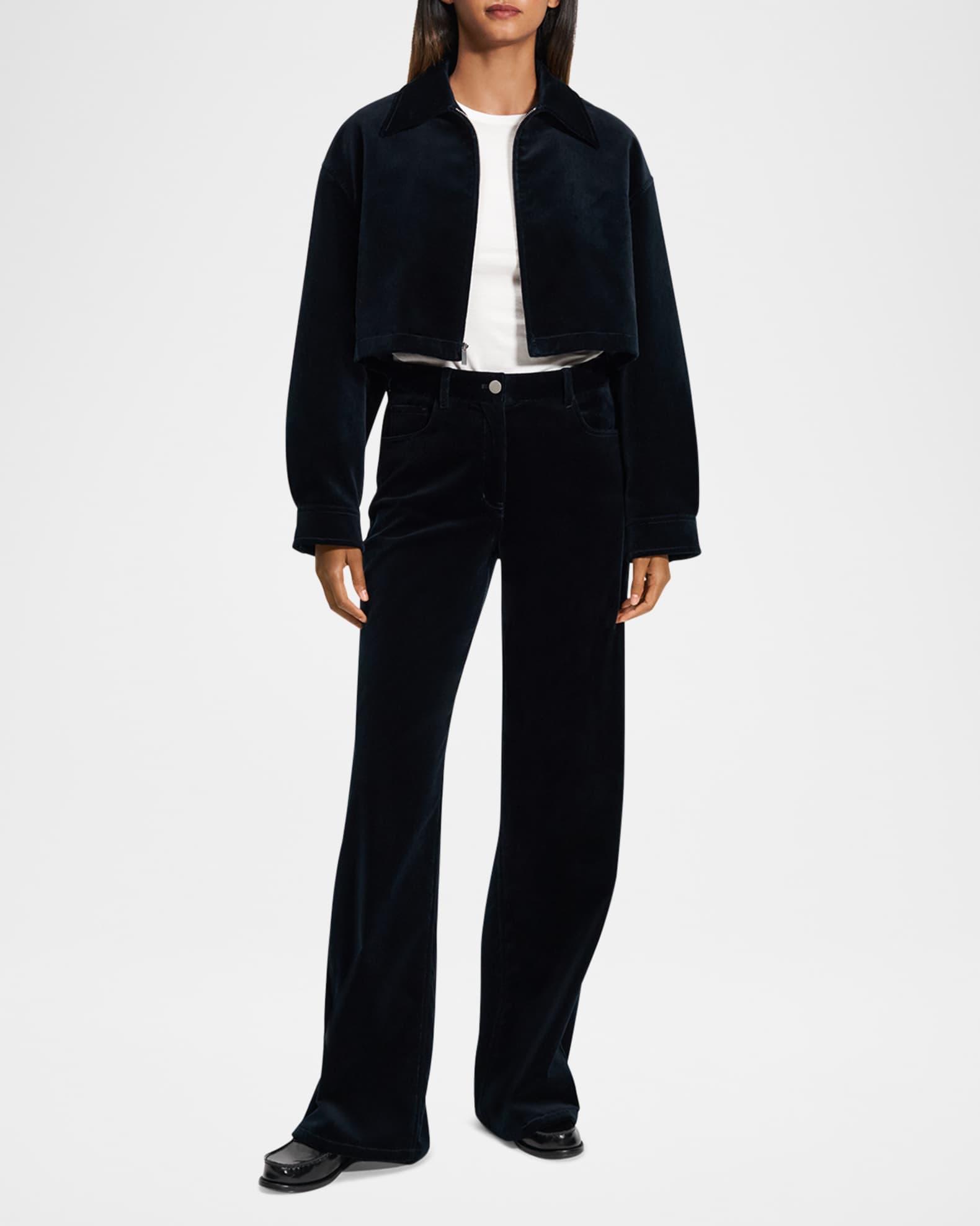 Velvet Zip-Up Crop Jacket Product Image