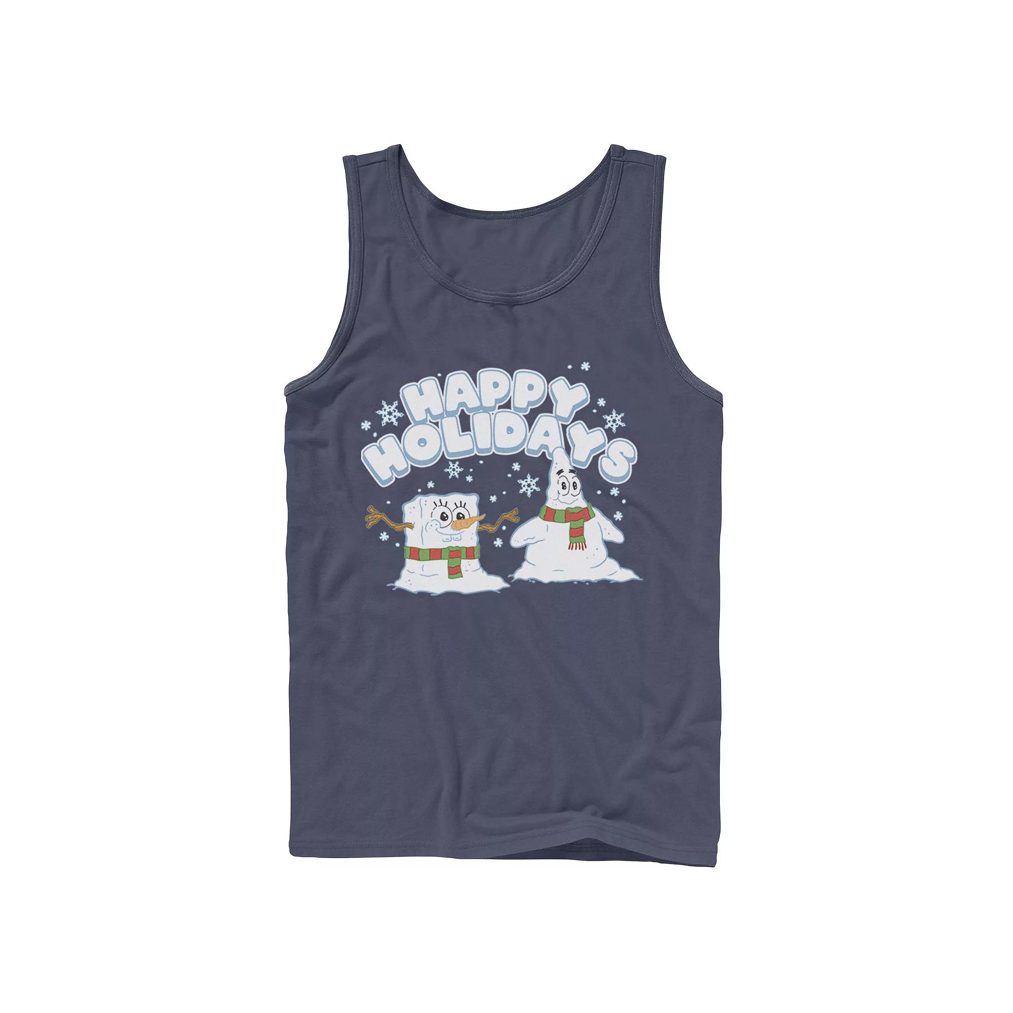 Men's Nickelodeon SpongeBob SquarePants Snowmen Happy Holidays Tank Top,  Product Image