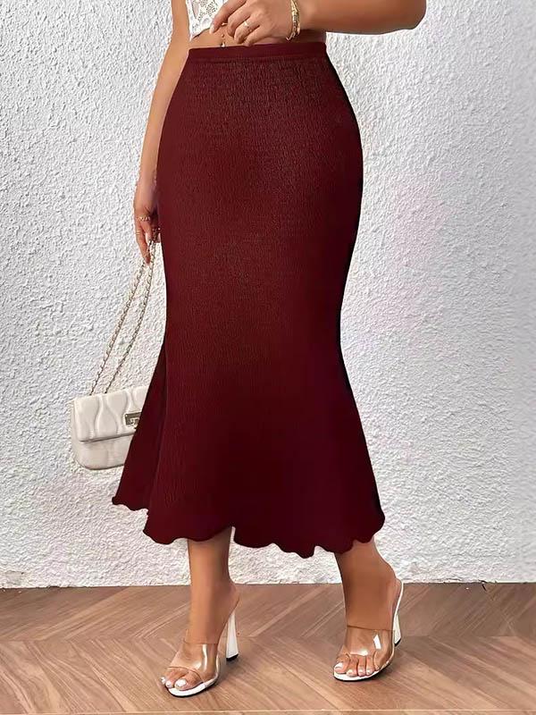 High Waisted Loose Elasticity Solid Color Skirts Product Image