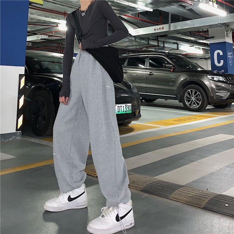 Plain Wide Leg Sweatpants Product Image