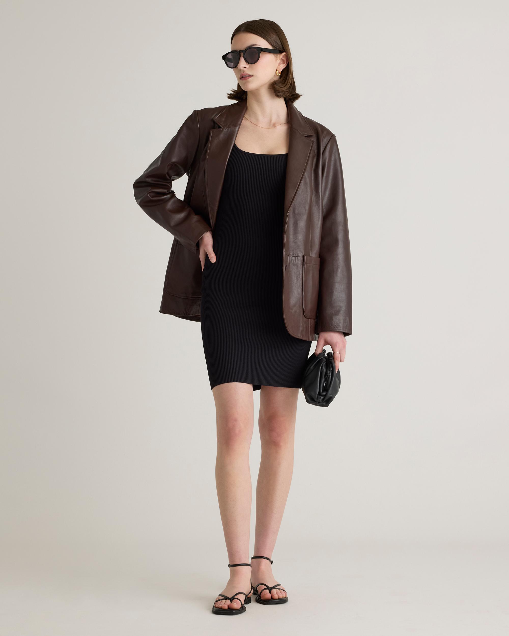 Quince | Women's Square Neck Ribbed Knit Mini Dress Recycled nylon/polyester/spandex Product Image