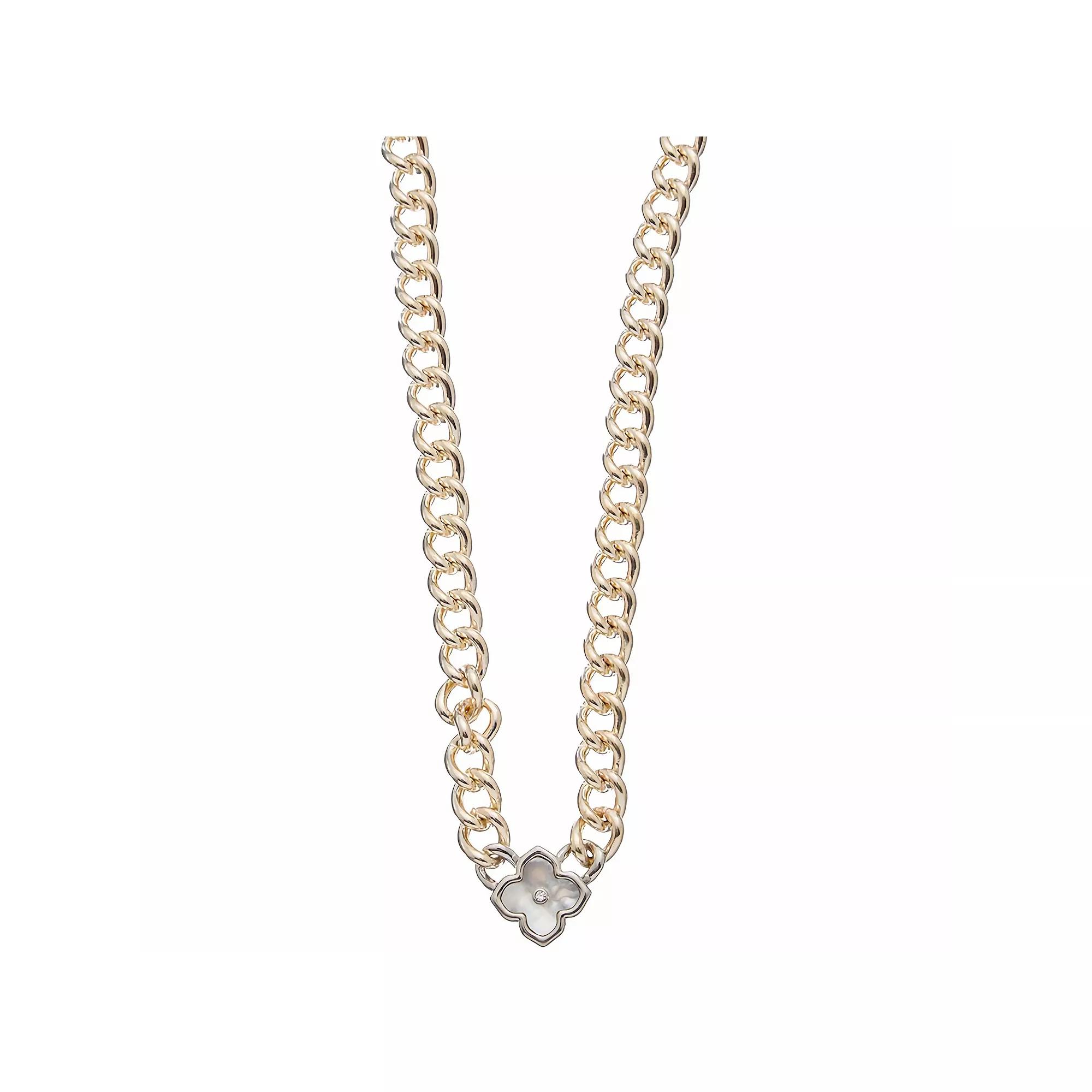 Juvell 18k Gold Plated Mother of Pearl Clover Necklace, Women's, Size: 18", Gold Tone Product Image