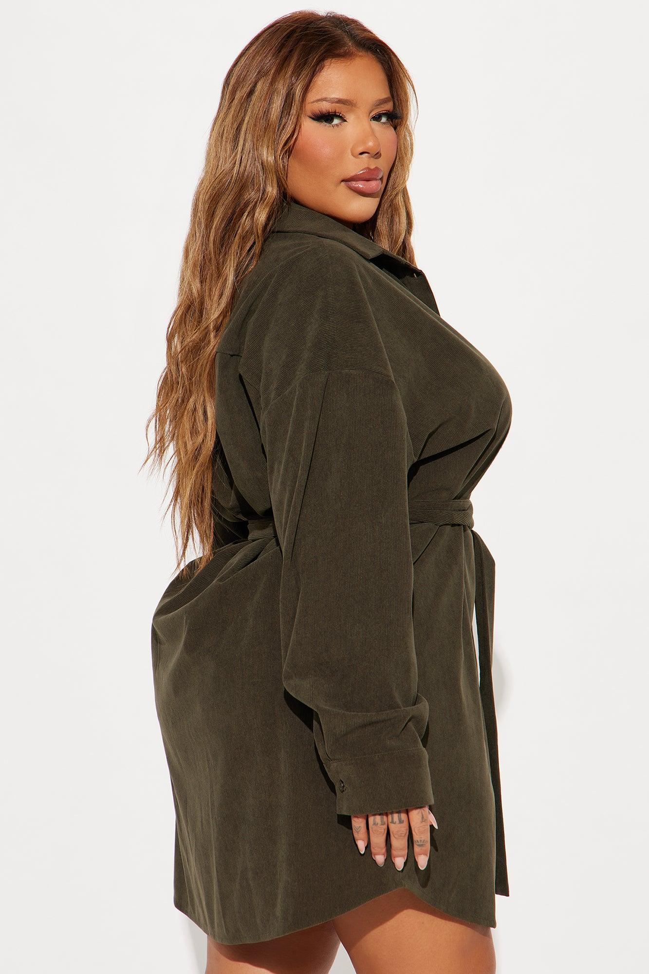 Lee Corduroy Mini Shirt Dress - Hunter Product Image