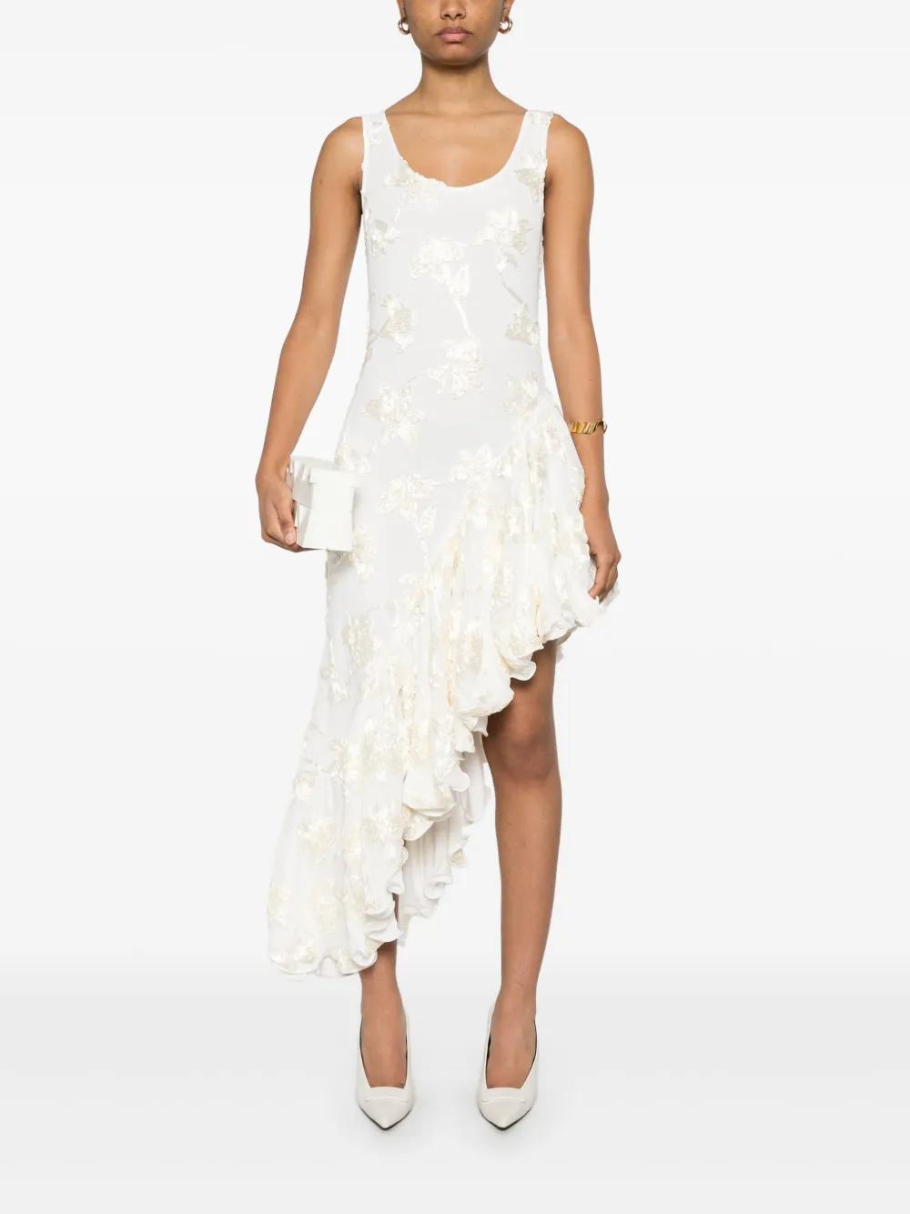 flower-mesh ruffle dress Product Image