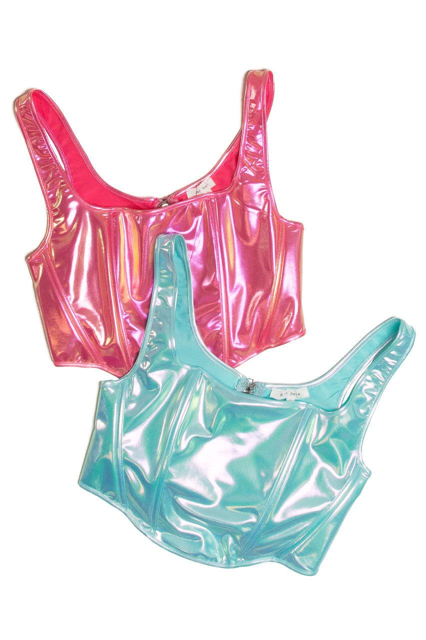 Bubblegum Iridescent Corset Style Tank Product Image