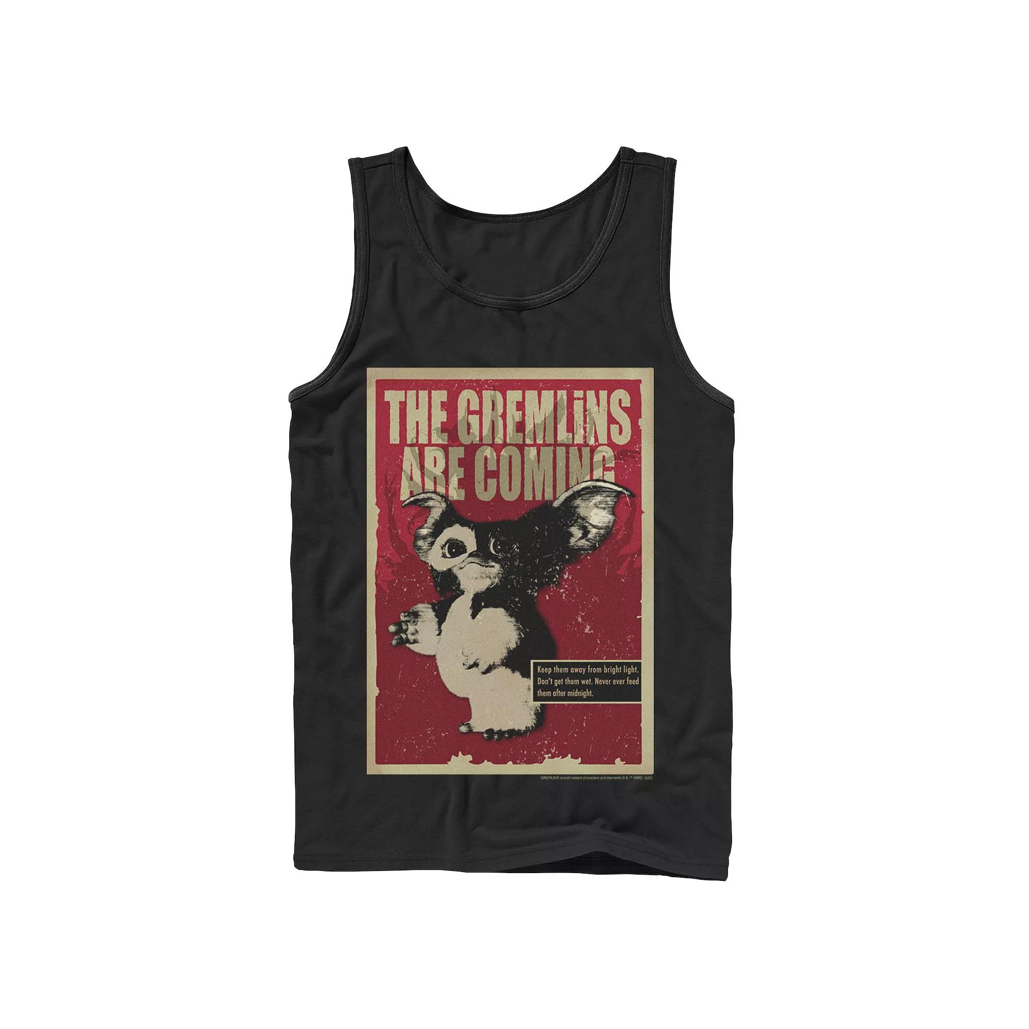 Men's Gremlins Gizmo The Gremlins Are Coming Poster Tank Top,  Product Image